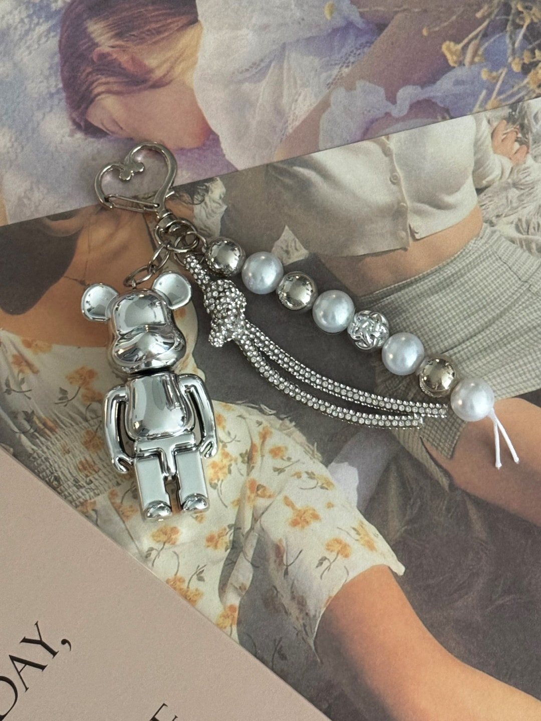 Shine Bear Silver Keyring