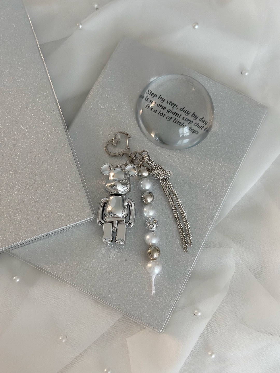 Shine Bear Silver Keyring