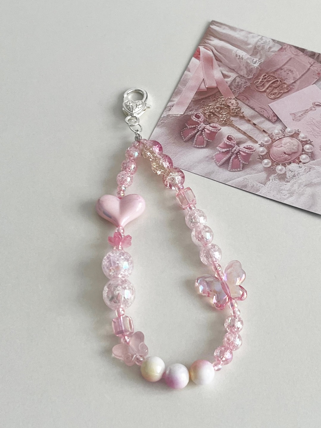 Pink Butter Heart Keyring