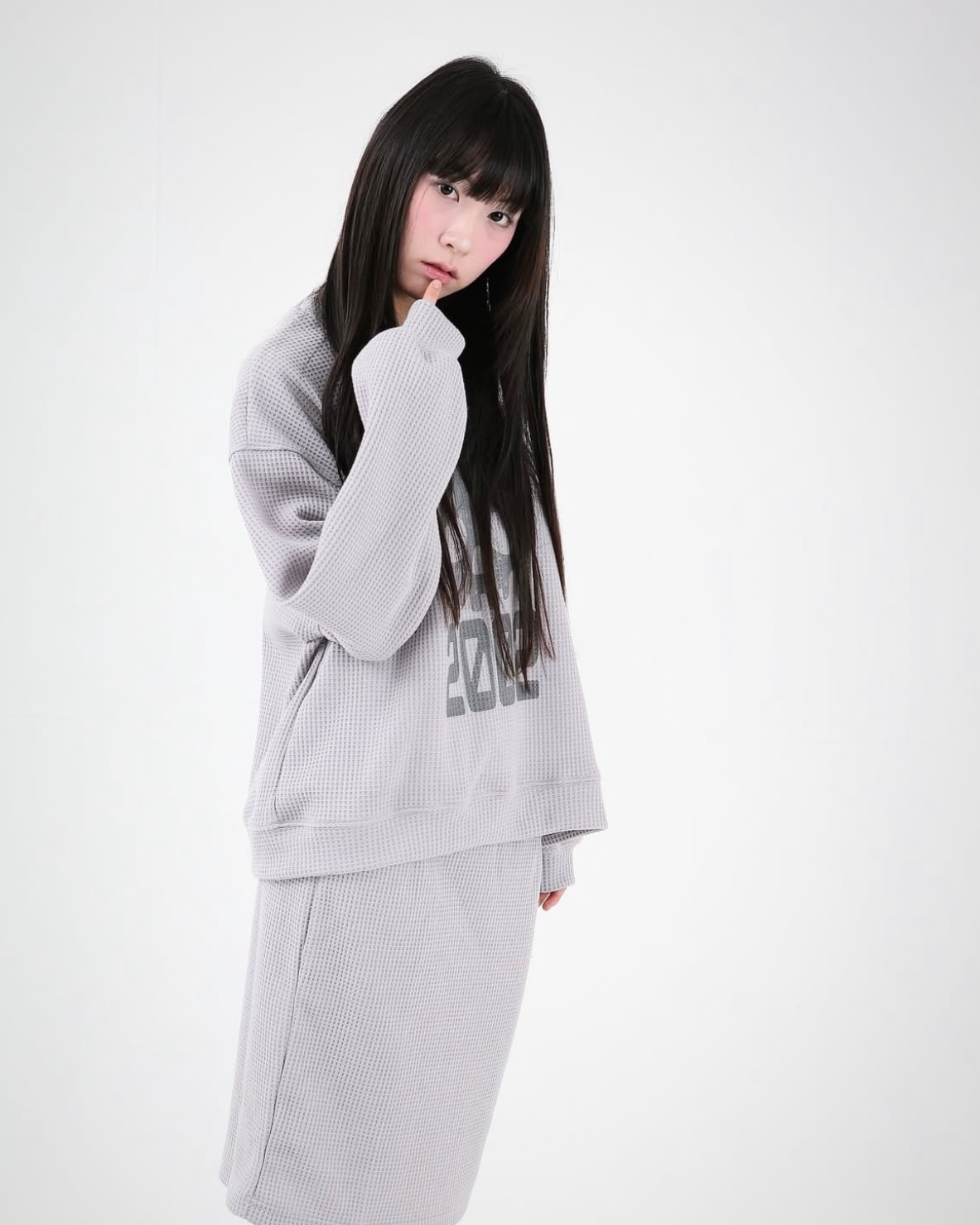 SKULL WAFFLE SWEATSHIRT (MELANGE GRAY)