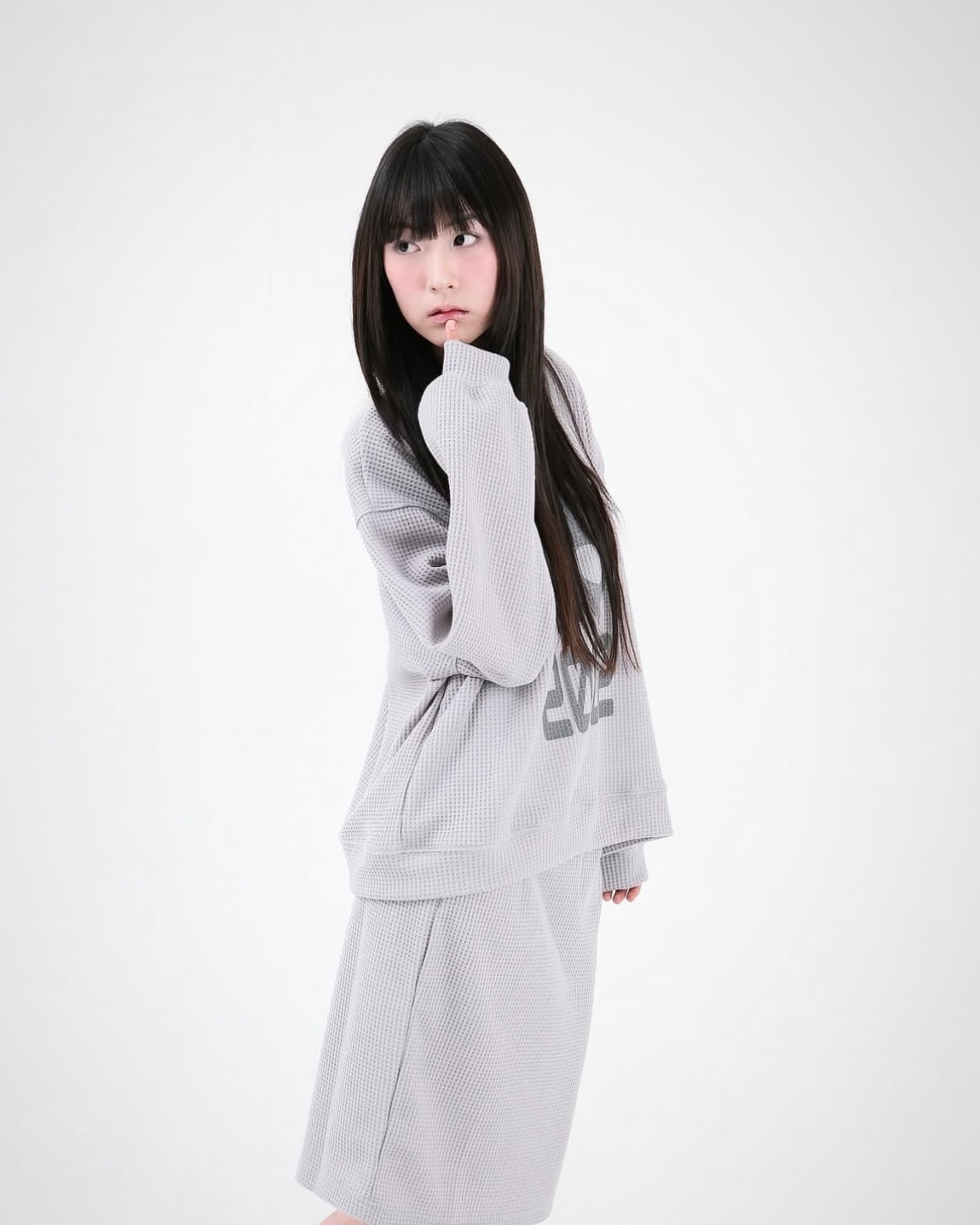 SKULL WAFFLE SWEATSHIRT (MELANGE GRAY)