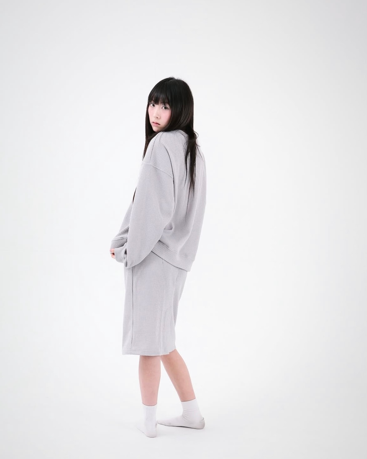 SKULL WAFFLE SWEATSHIRT (MELANGE GRAY)