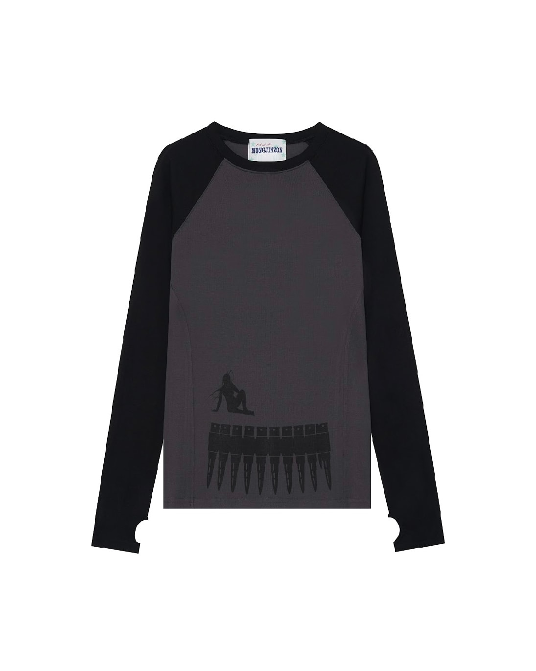 MAGAZINE LONG-SLEEVE TOP BLACK