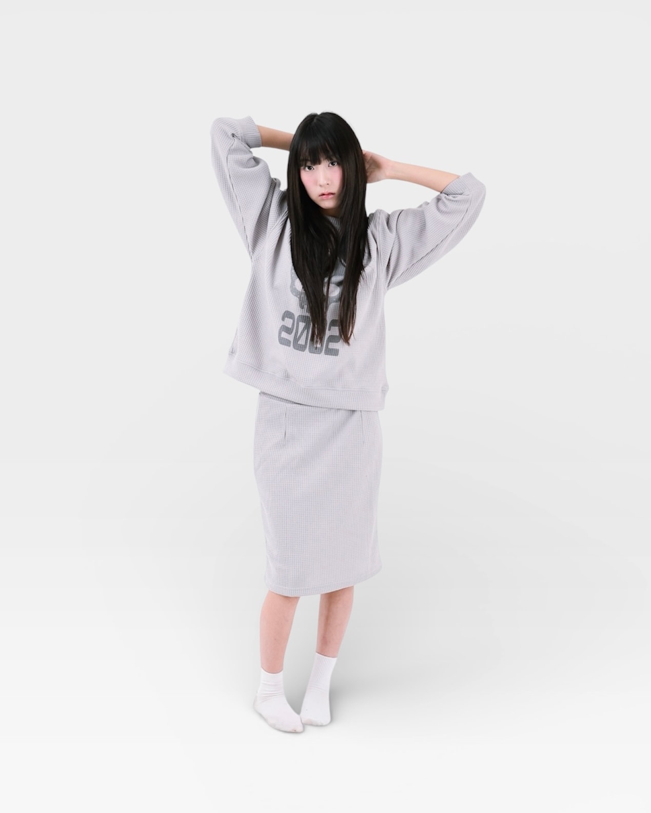 SKULL WAFFLE SWEATSHIRT (MELANGE GRAY)