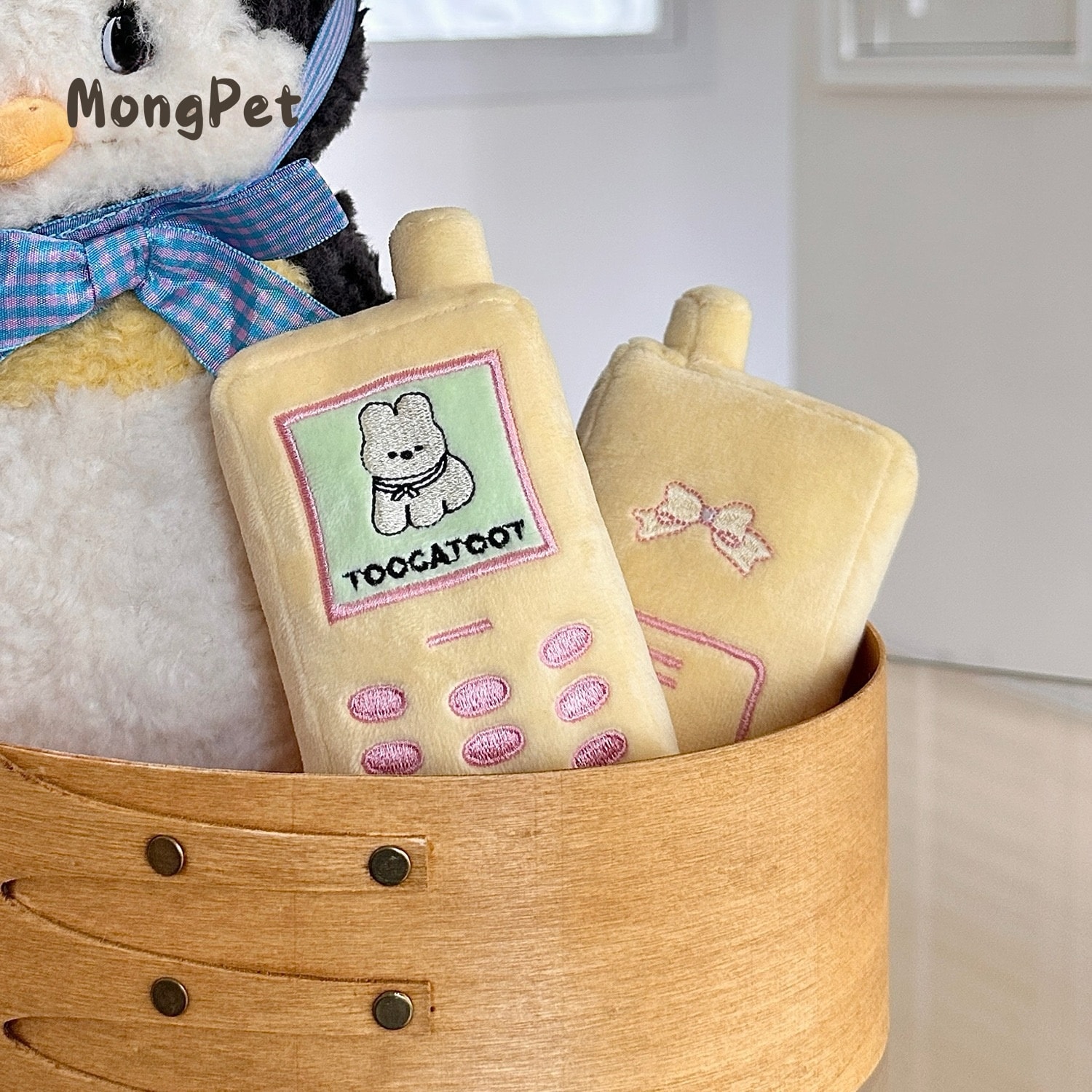 Mongpet 강아지 사운드 휴대폰 장난감 봉제 고양이 장난감