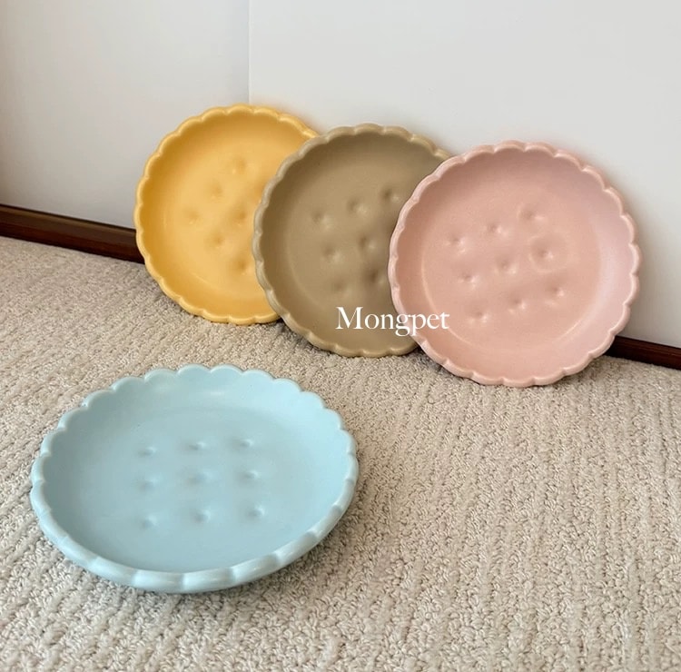 Mongpet 쿠키 디자인 세라믹 반려동물 식기｜전자레인지·식기세척기 사용 가능