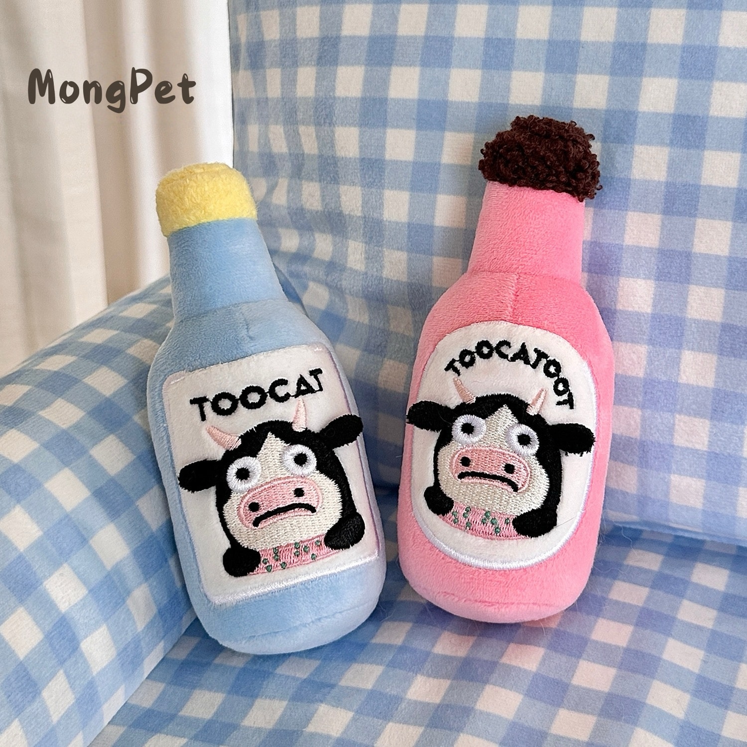 Mongpet 강아지 사운드 장난감 간식 숨김 우유병 봉제 장난감