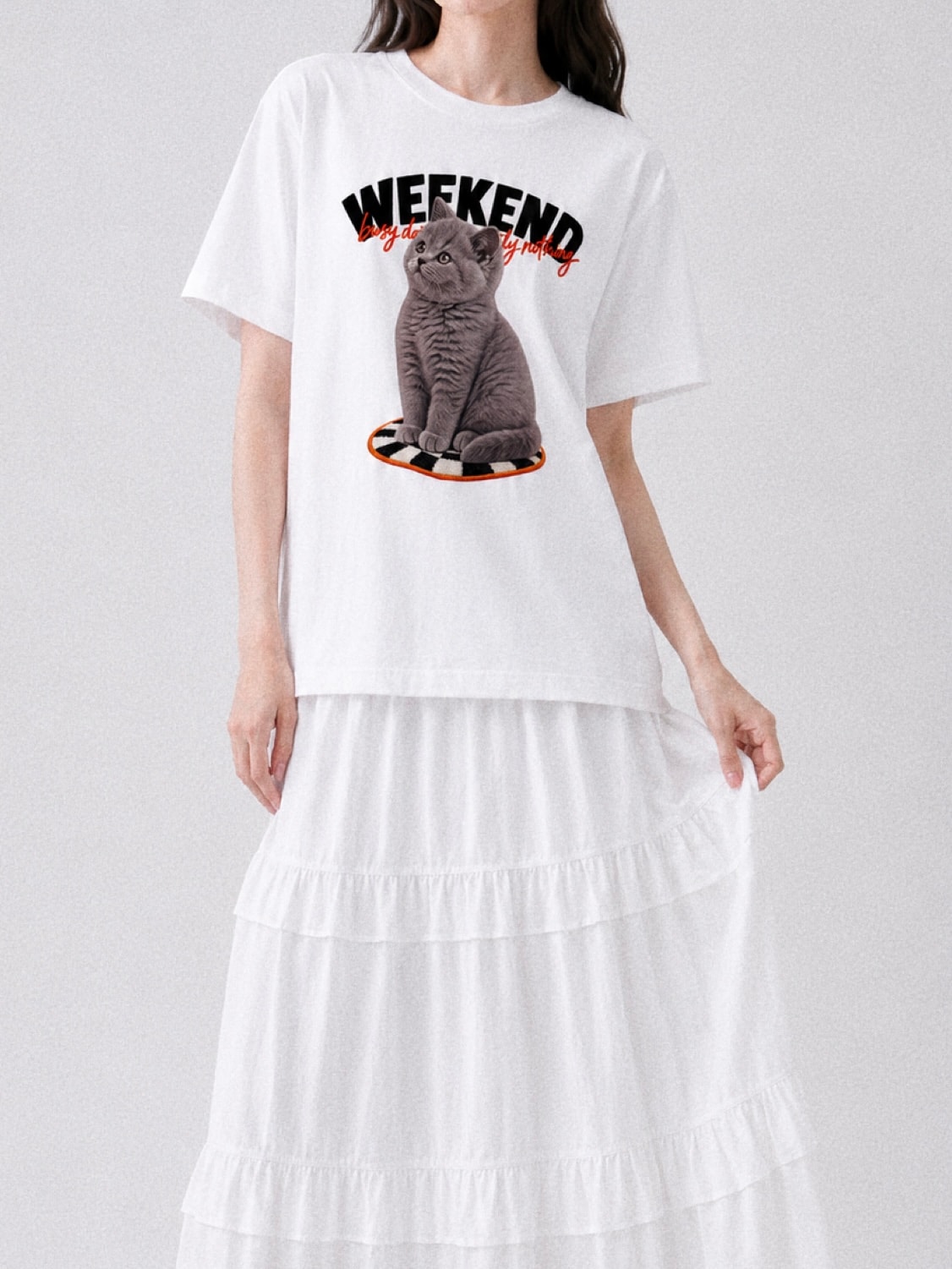 [Weekend Graphic T-shirt] Lazy Cat
