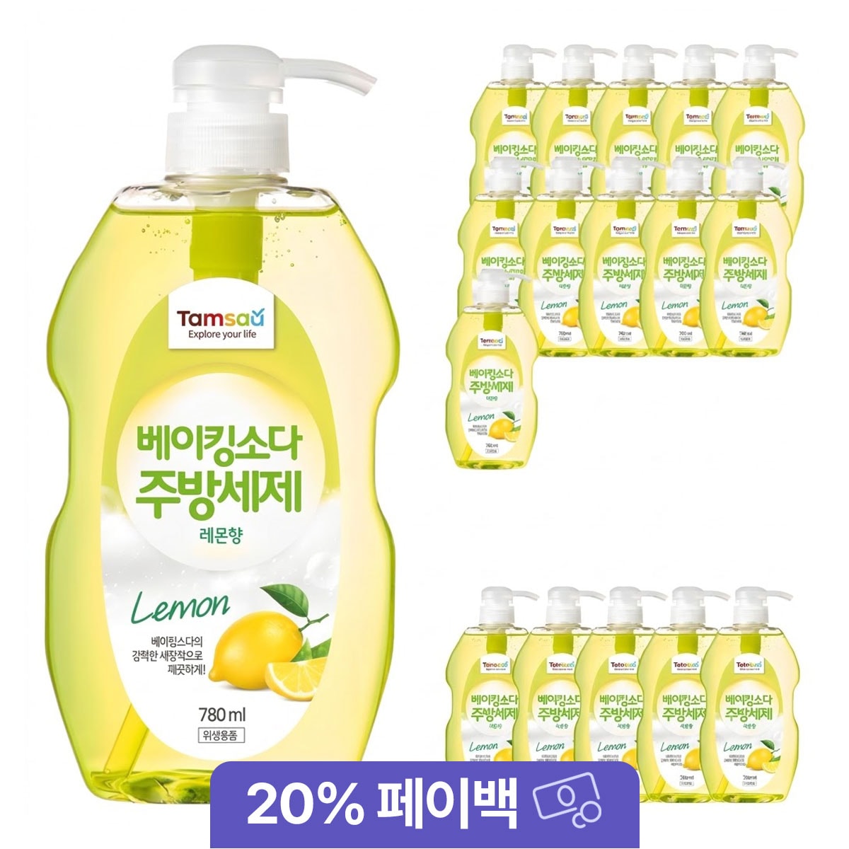 탐사 베이킹소다 주방세제 레몬향, 780ml, 12개