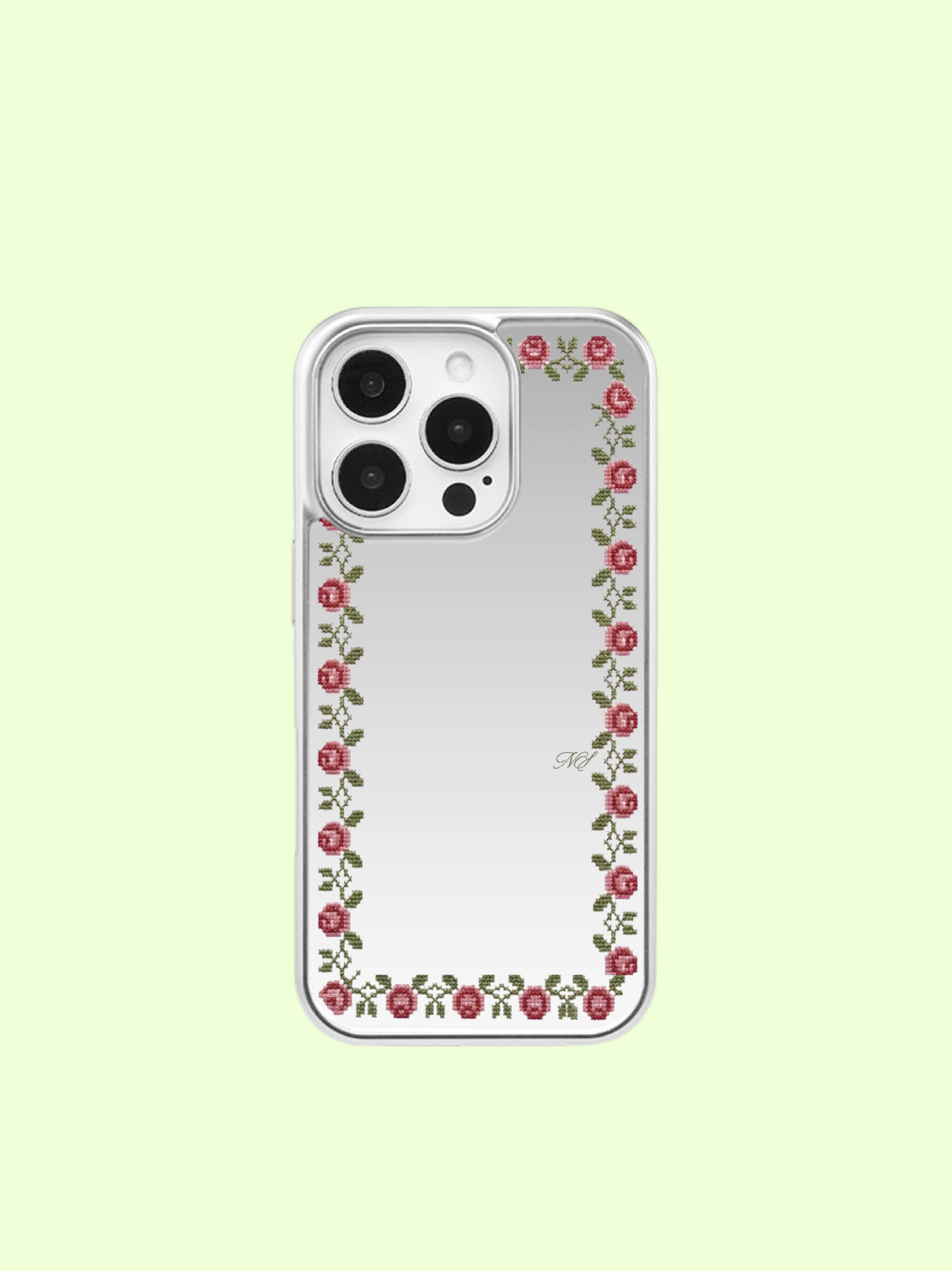 ROSE VINE SILVER BUMPER CASE (MAGSAFE MIRROR)