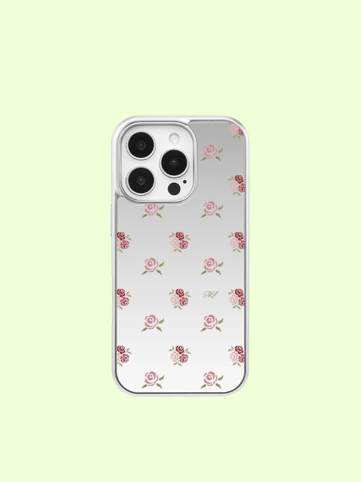 ROSE BOUQUET SILVER BUMPER CASE (MAGSAFE MIRROR)