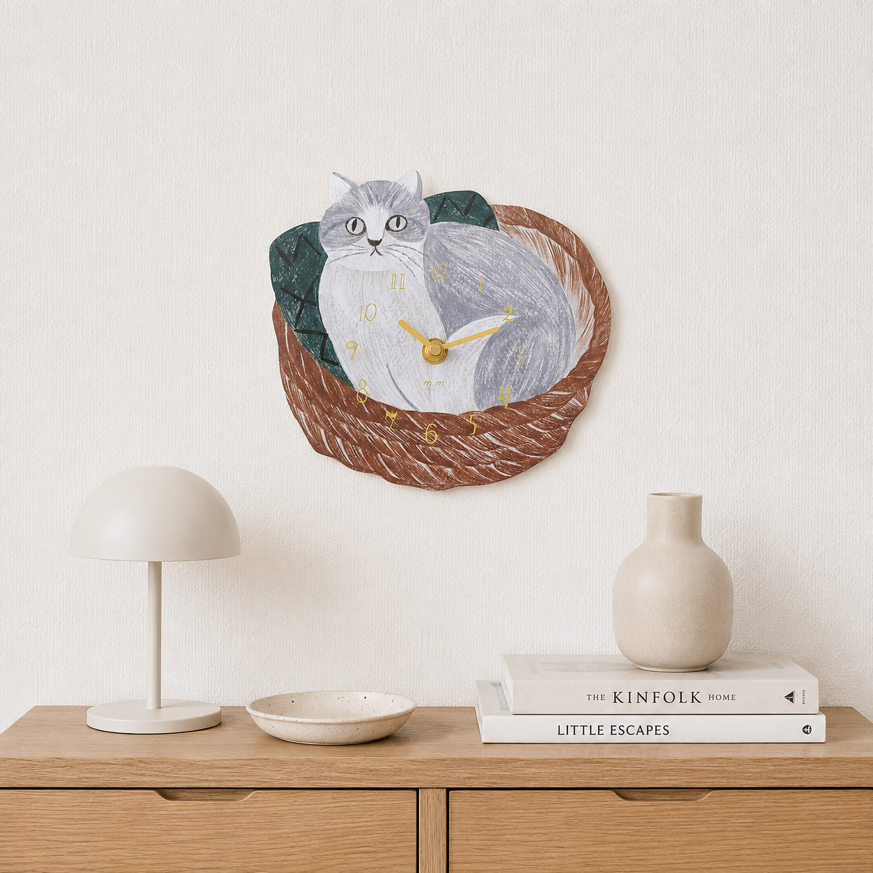 [Matsuo Miyuki] CAT IN THE BASKET ∥ 바구니 속 고양이 벽시계