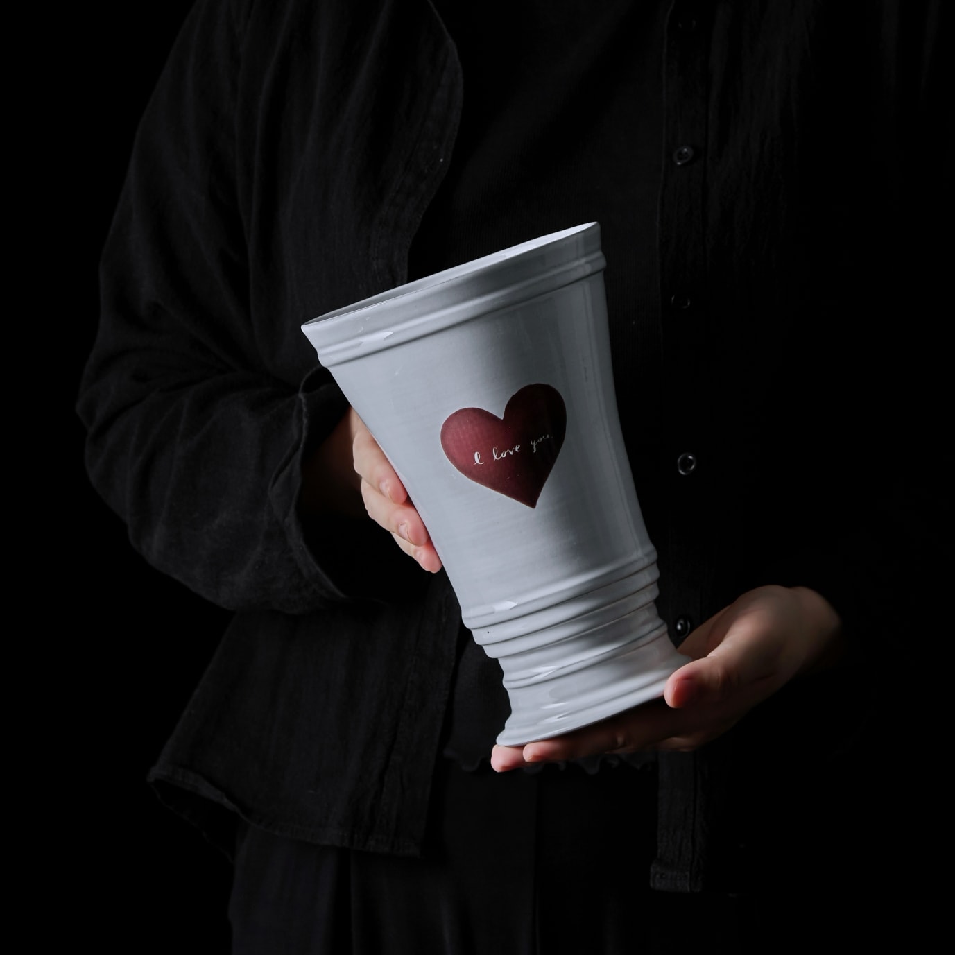 [르디쉬 세라믹] 앤틱 프린트 플라워 베이스_HEART