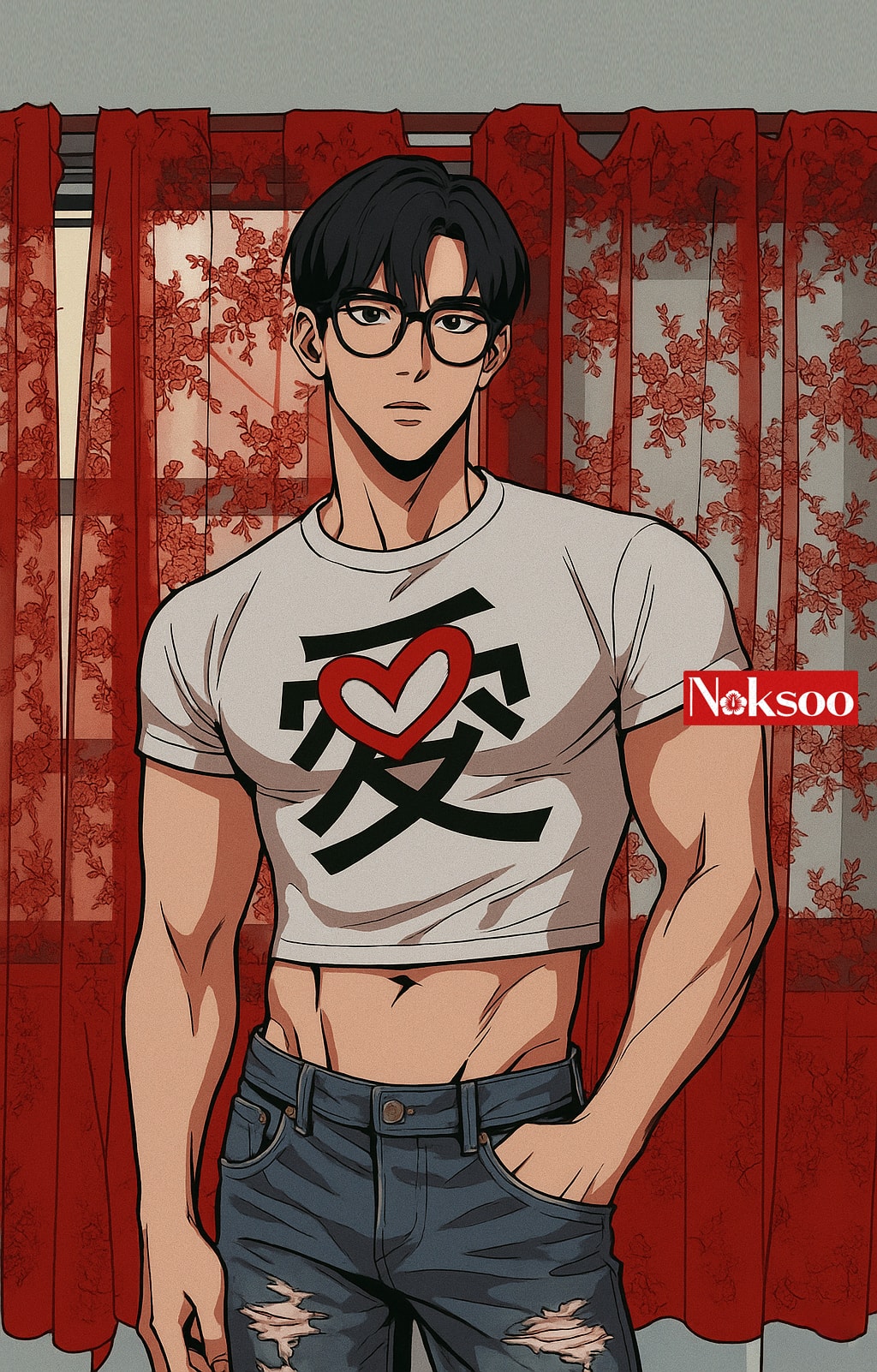愛 (Love) cropped T-shirt / 사랑 애 크롭 반팔 티셔츠' (pre-order)