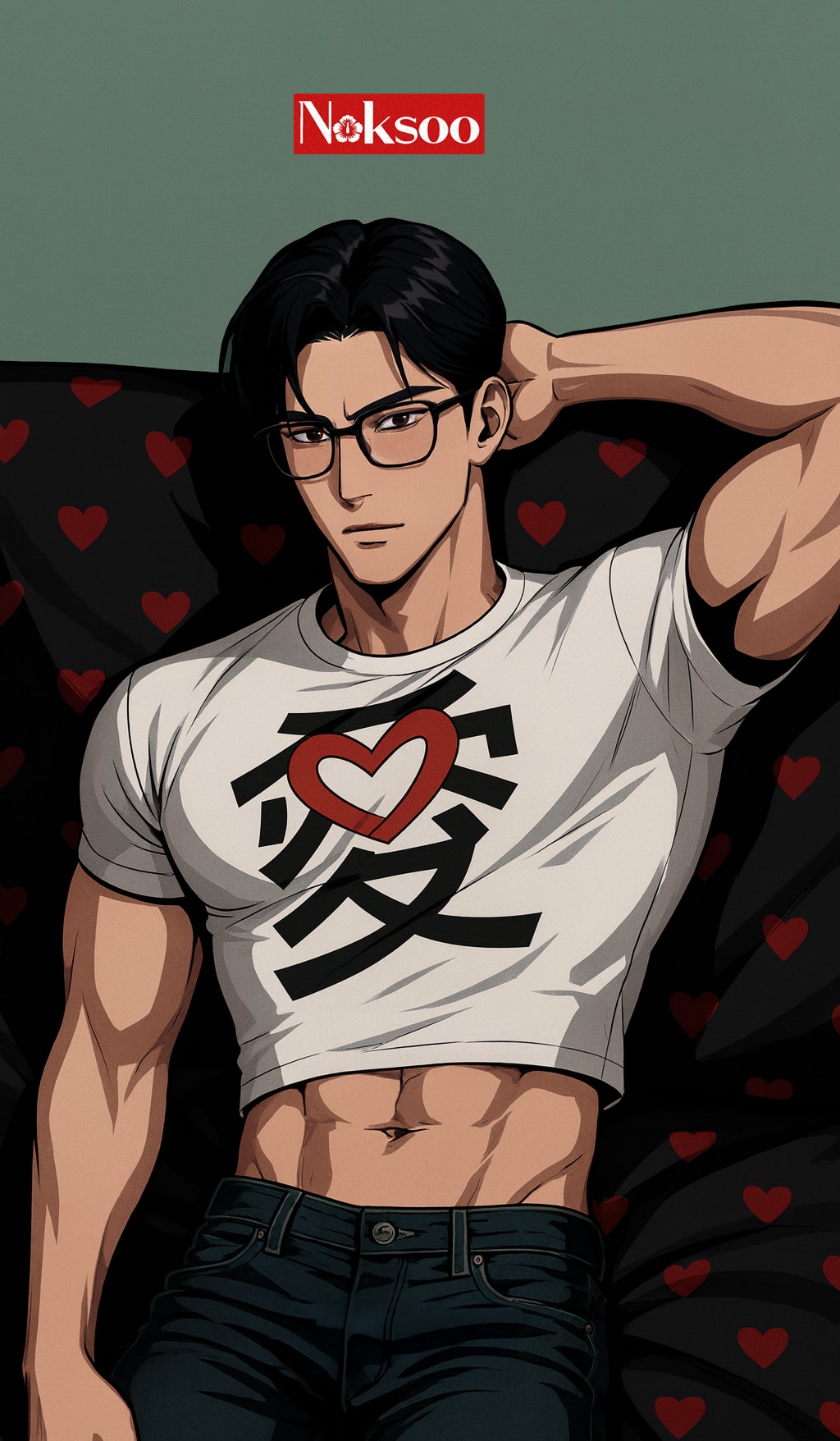 愛 (Love) cropped T-shirt / 사랑 애 크롭 반팔 티셔츠' (pre-order)