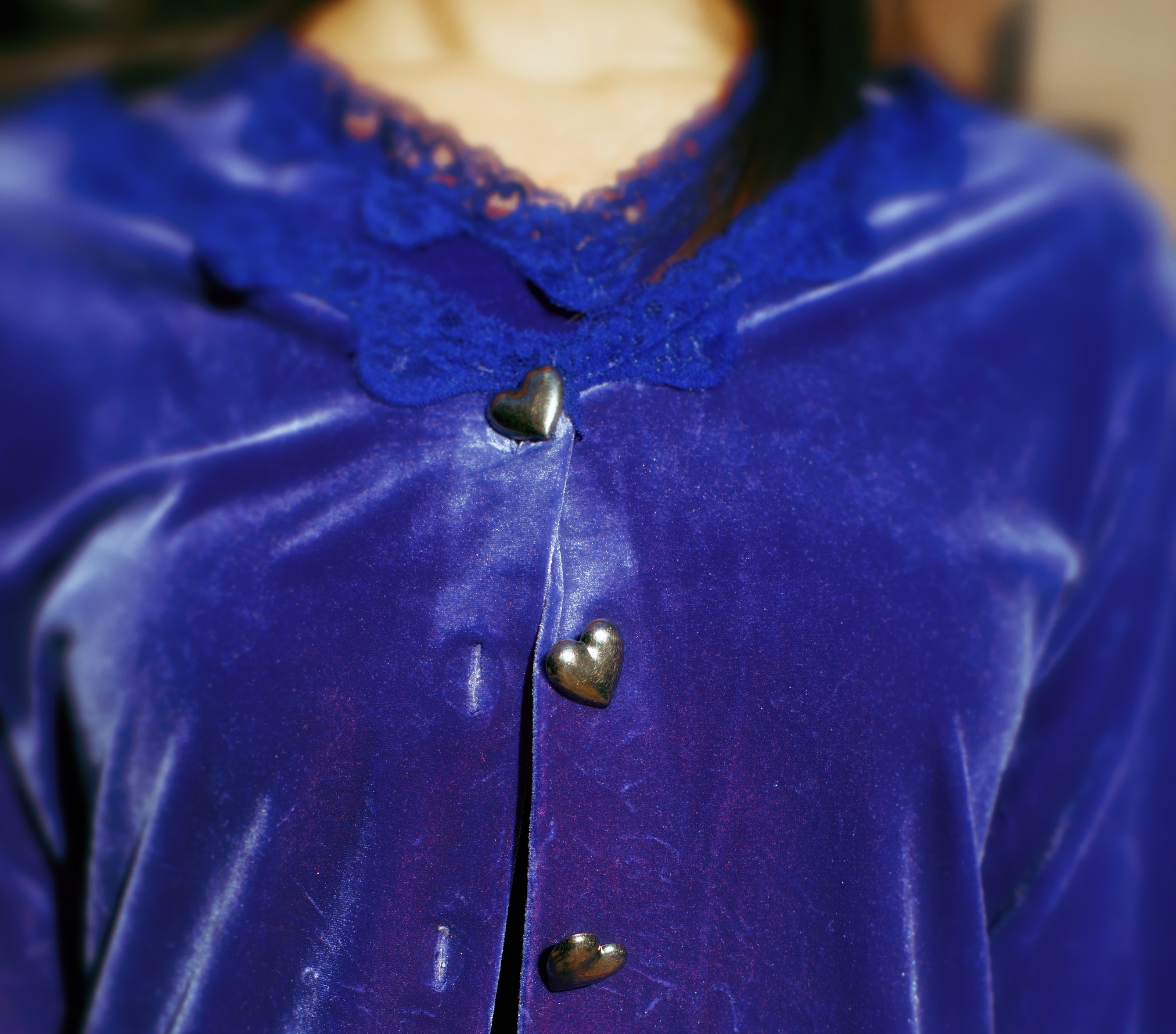 Violet Velvet Blouse and Cardigan set up with Chrome Heart Button Details (Only one)
