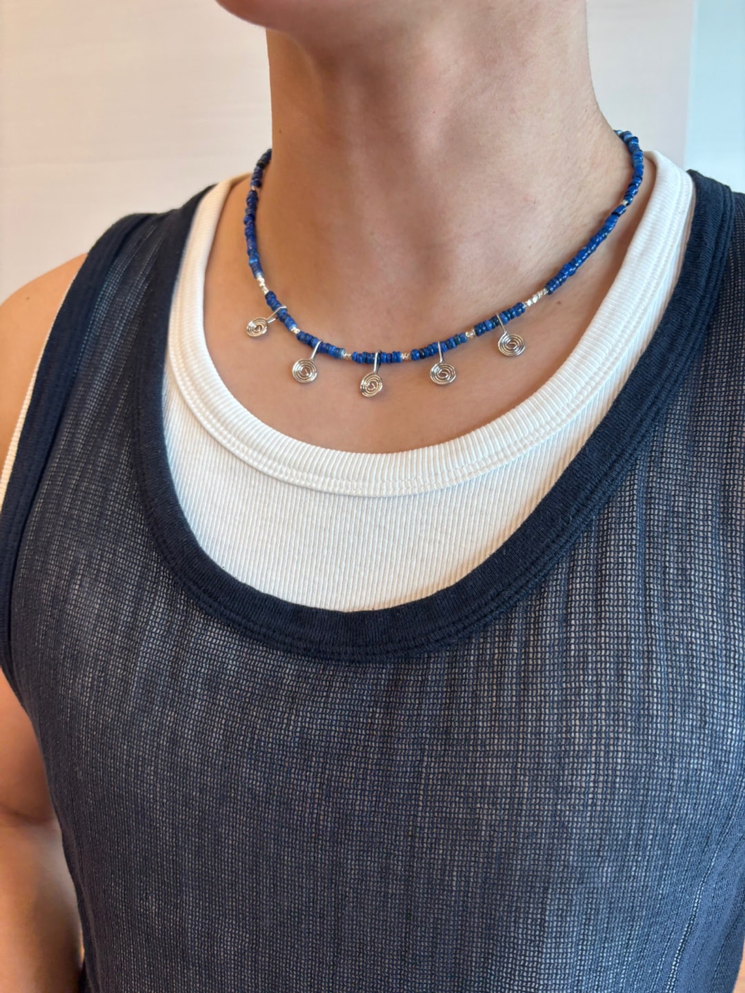 Spiral necklace - blue