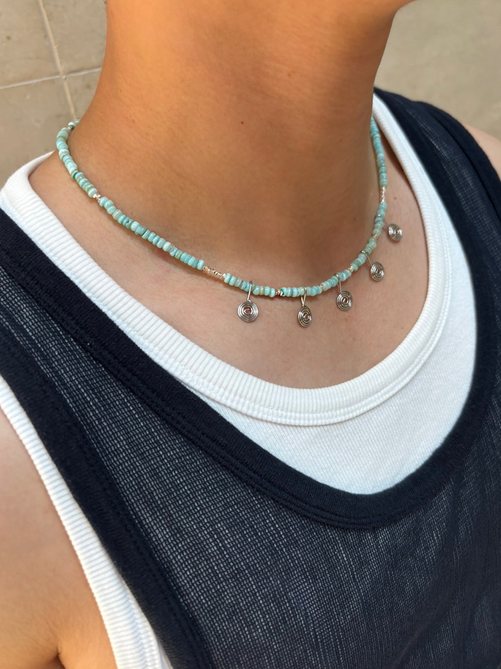Spiral necklace - mint