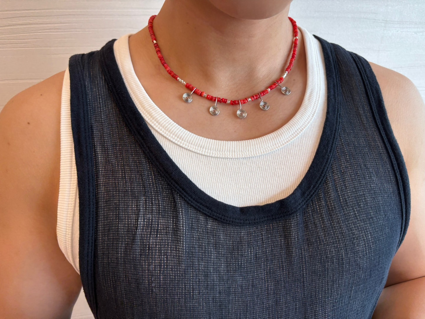 Spiral necklace - red