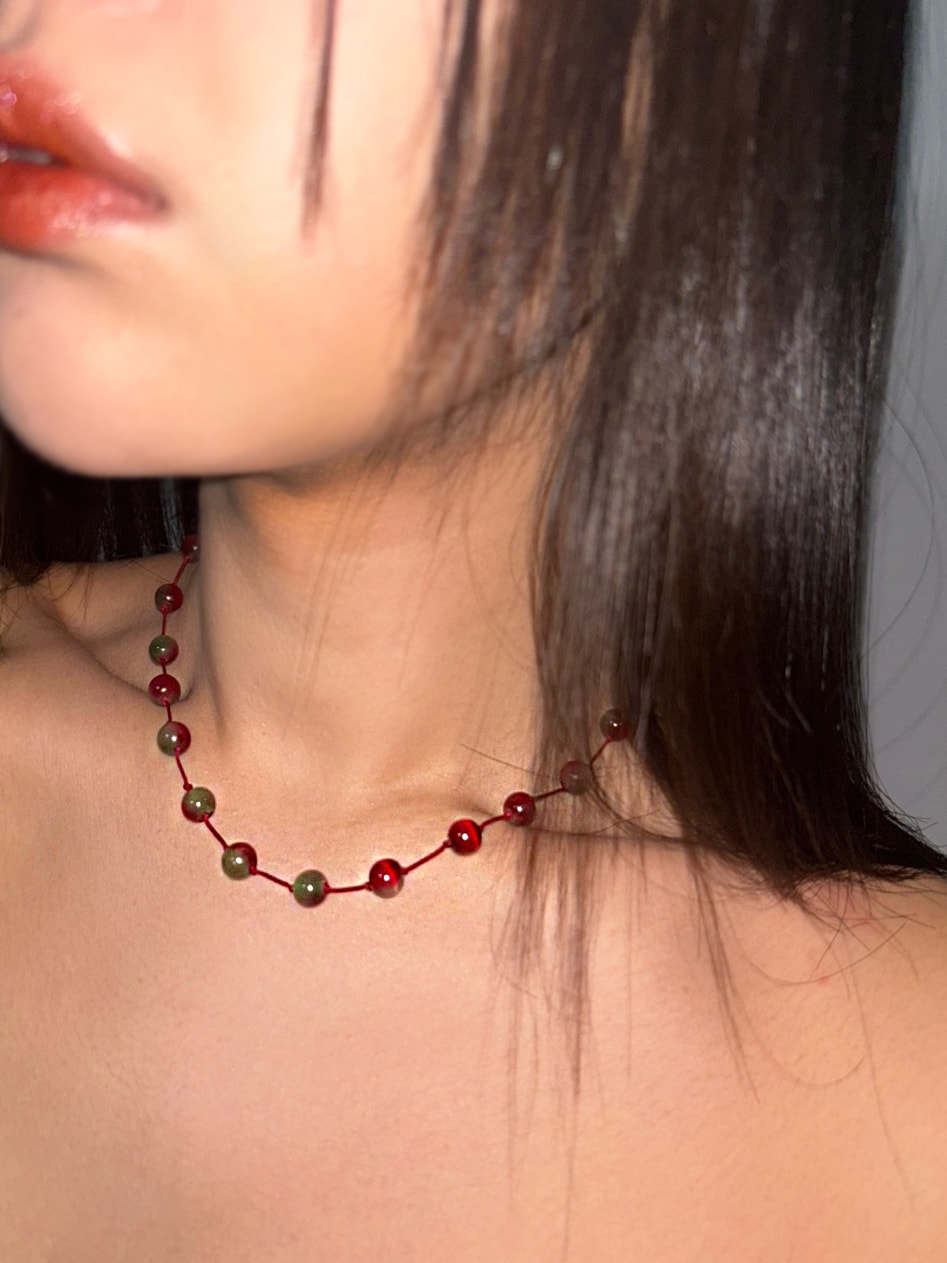 Marble necklace - cherry