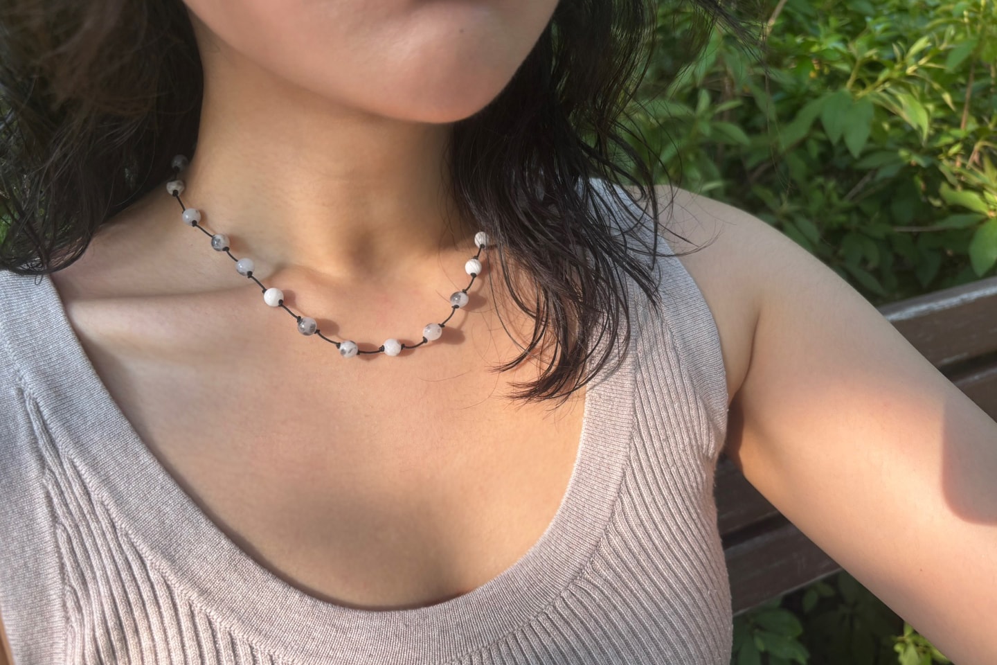 Marble necklace - tiny black