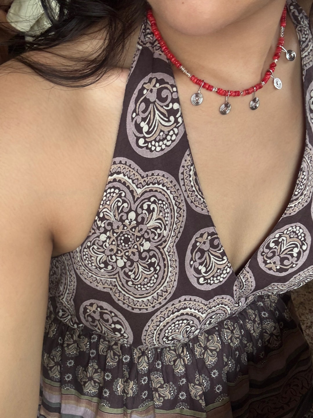 Spiral necklace - red