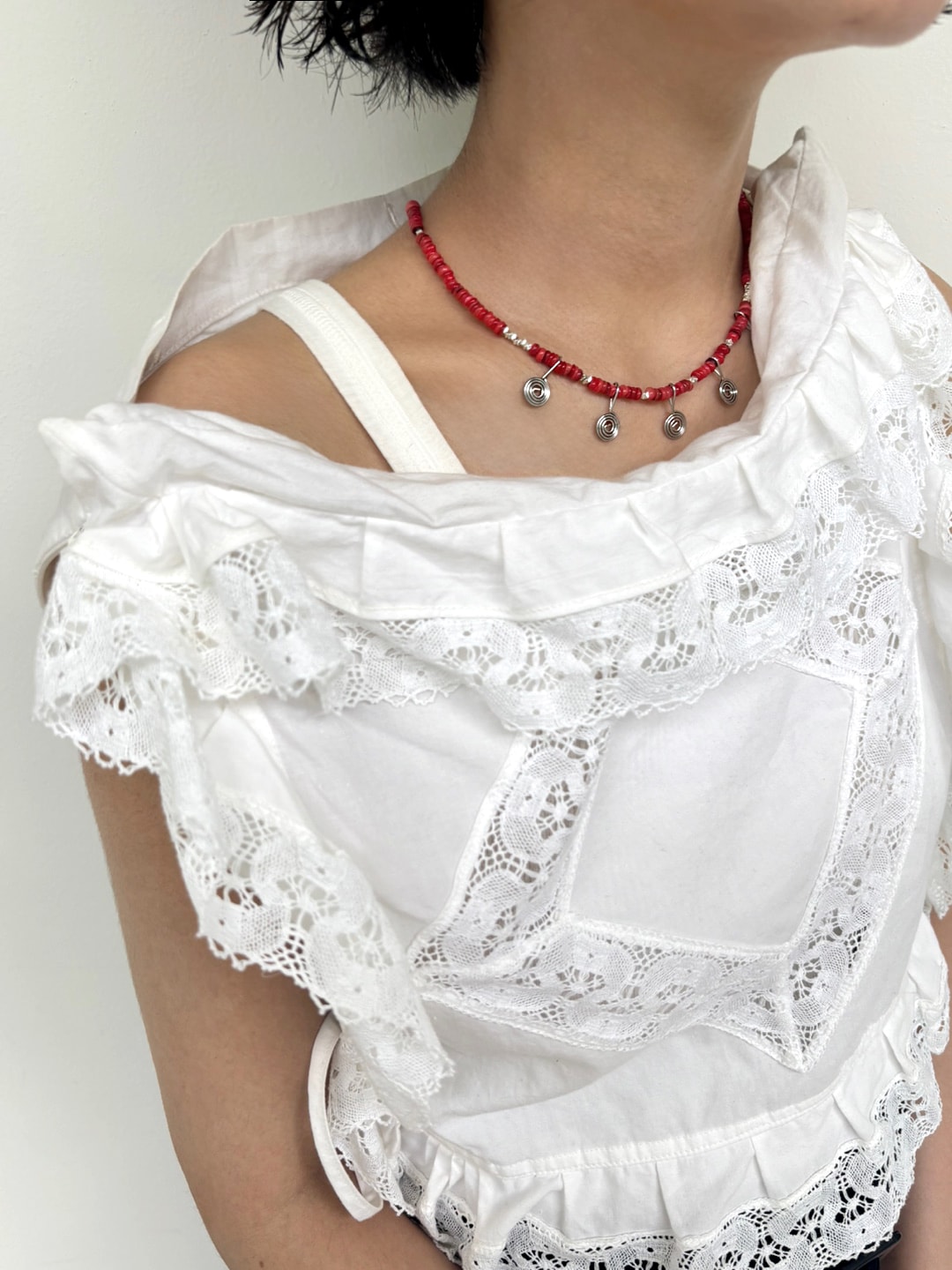Spiral necklace - red