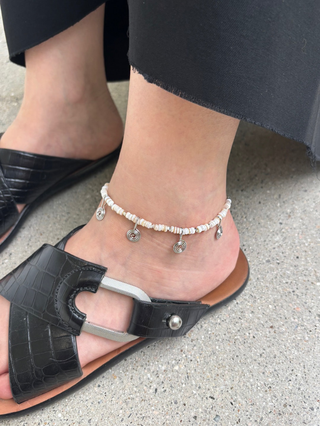 spiral anklet - ivory