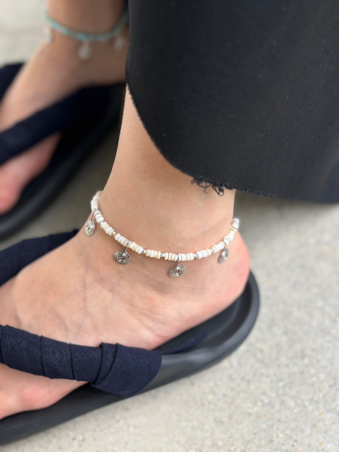 spiral anklet - ivory