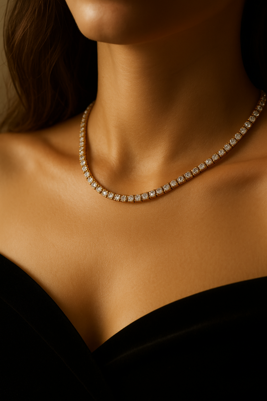 0.1ct L-DIA - 테니스 necklace