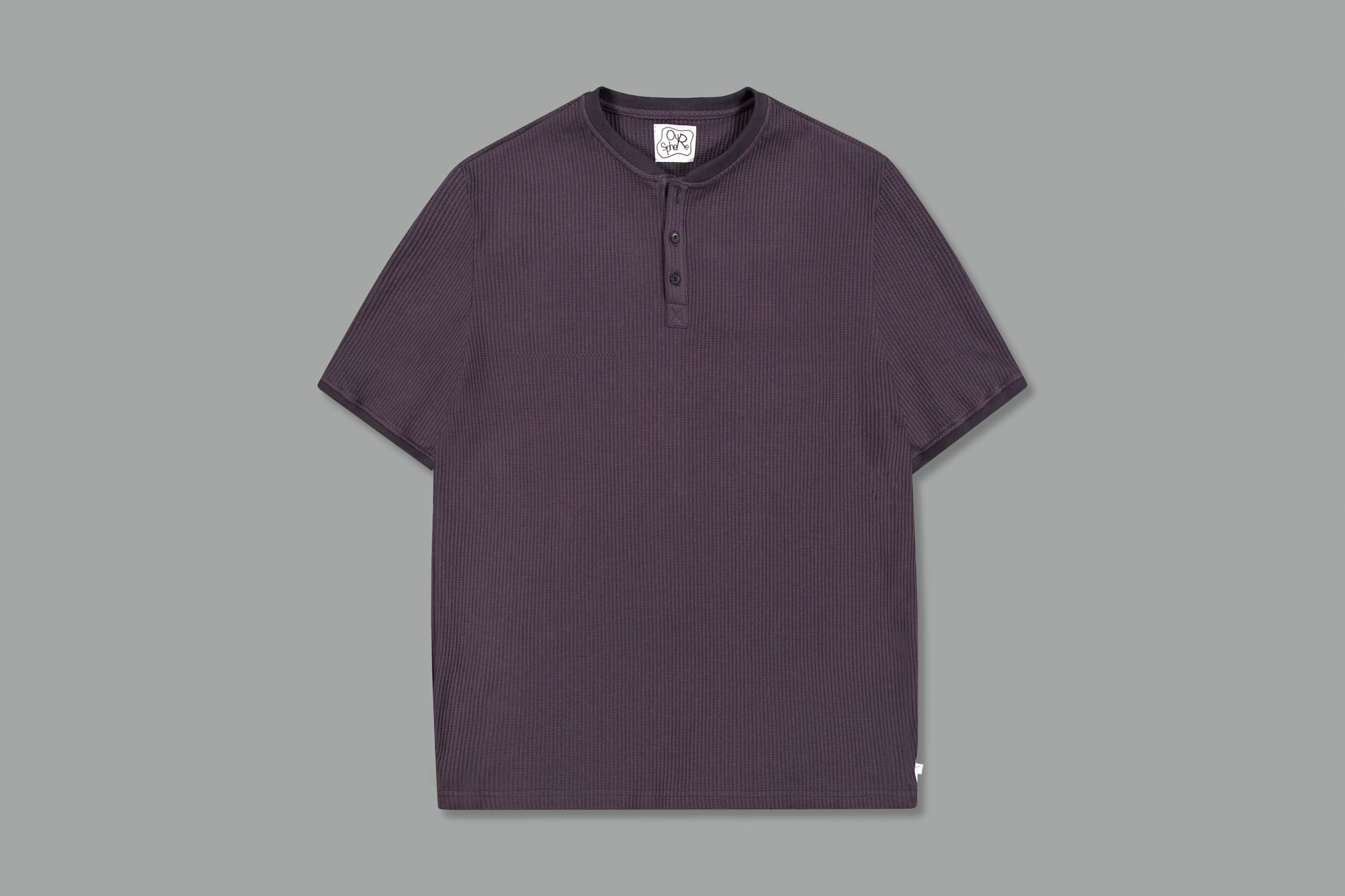 Waffle Henley T - charcoal