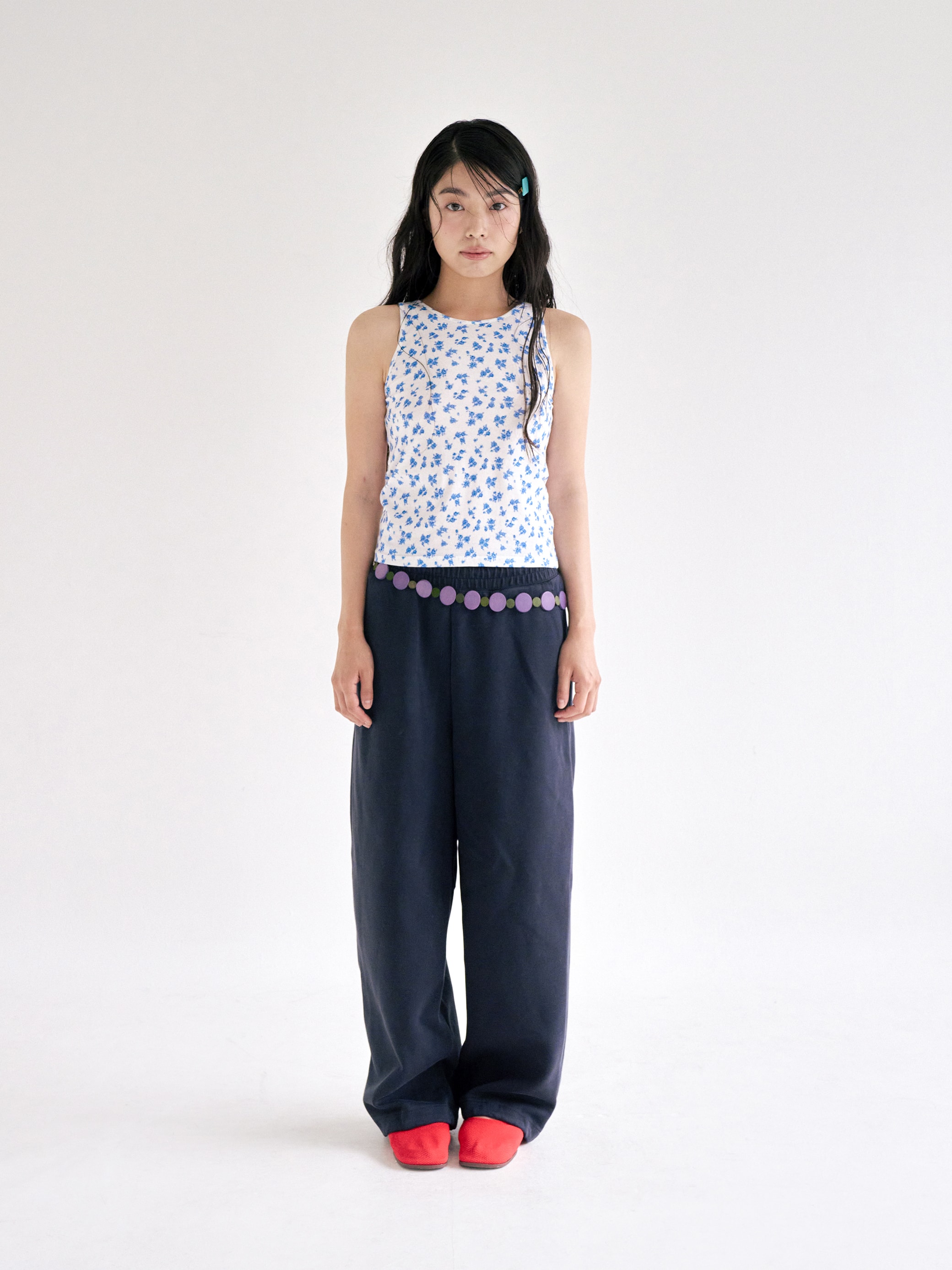 Blue flower sleeveless