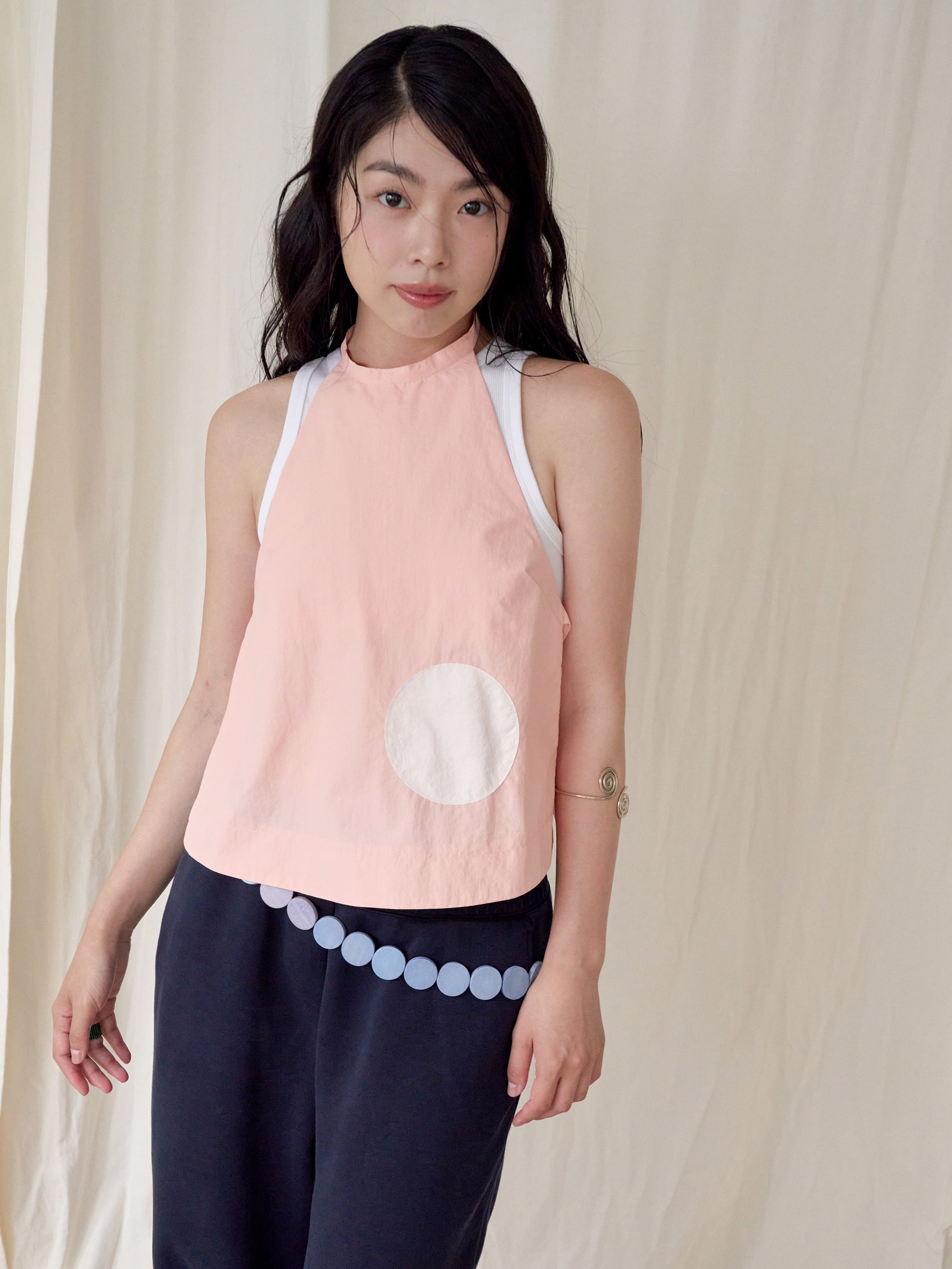 Dot layered top - peach