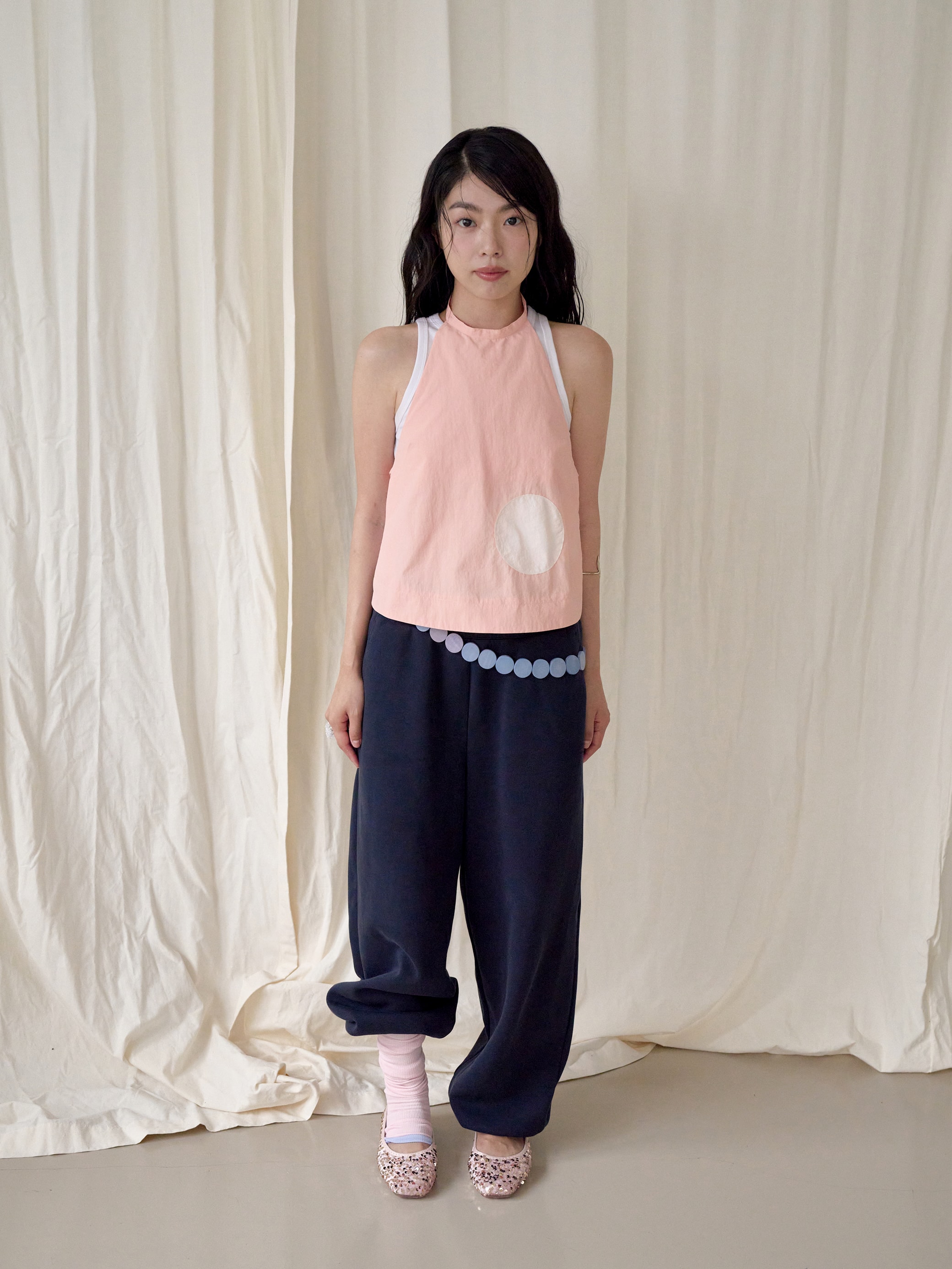 Dot layered top - peach