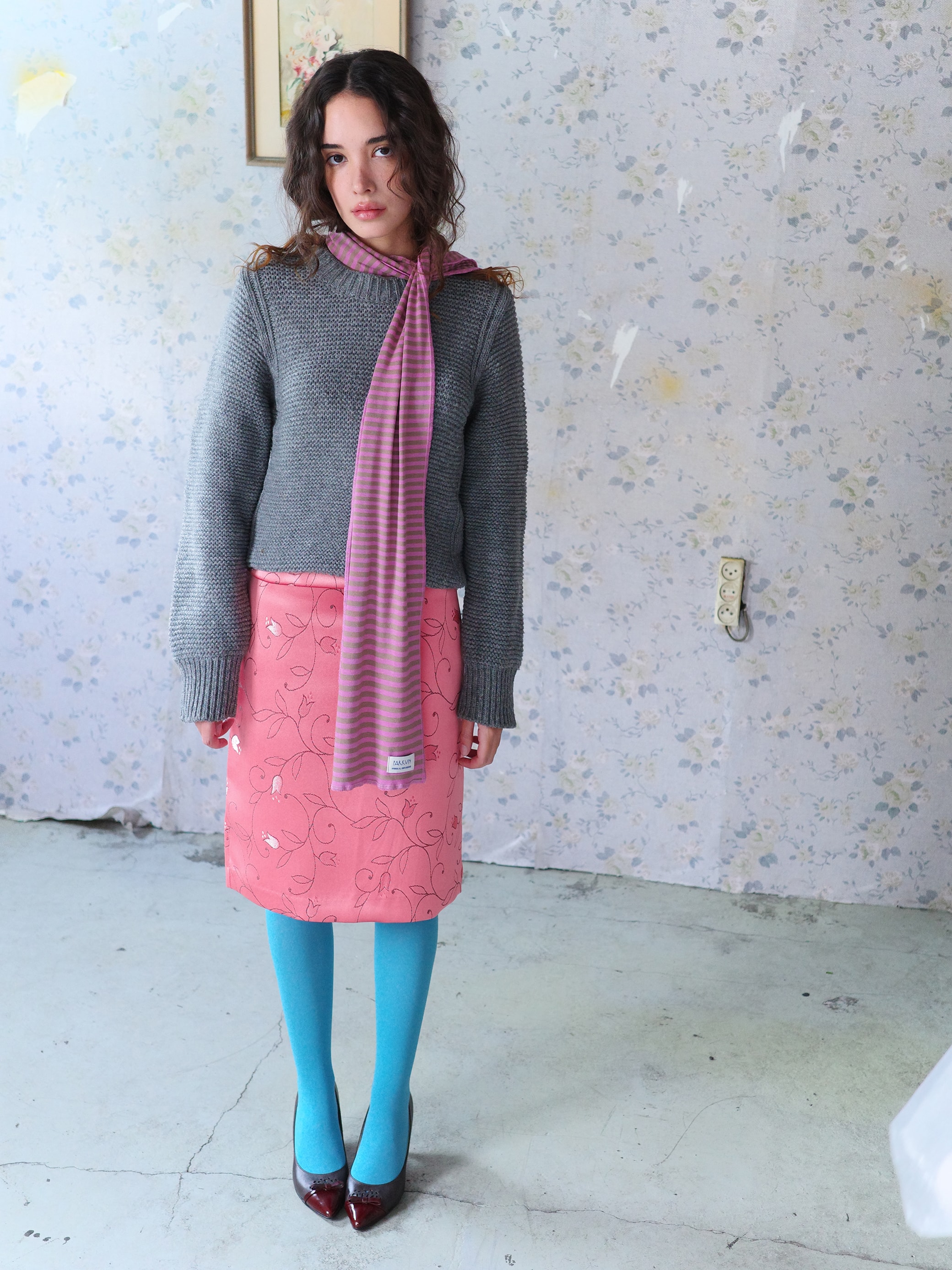 Stripe long scarf - PINK