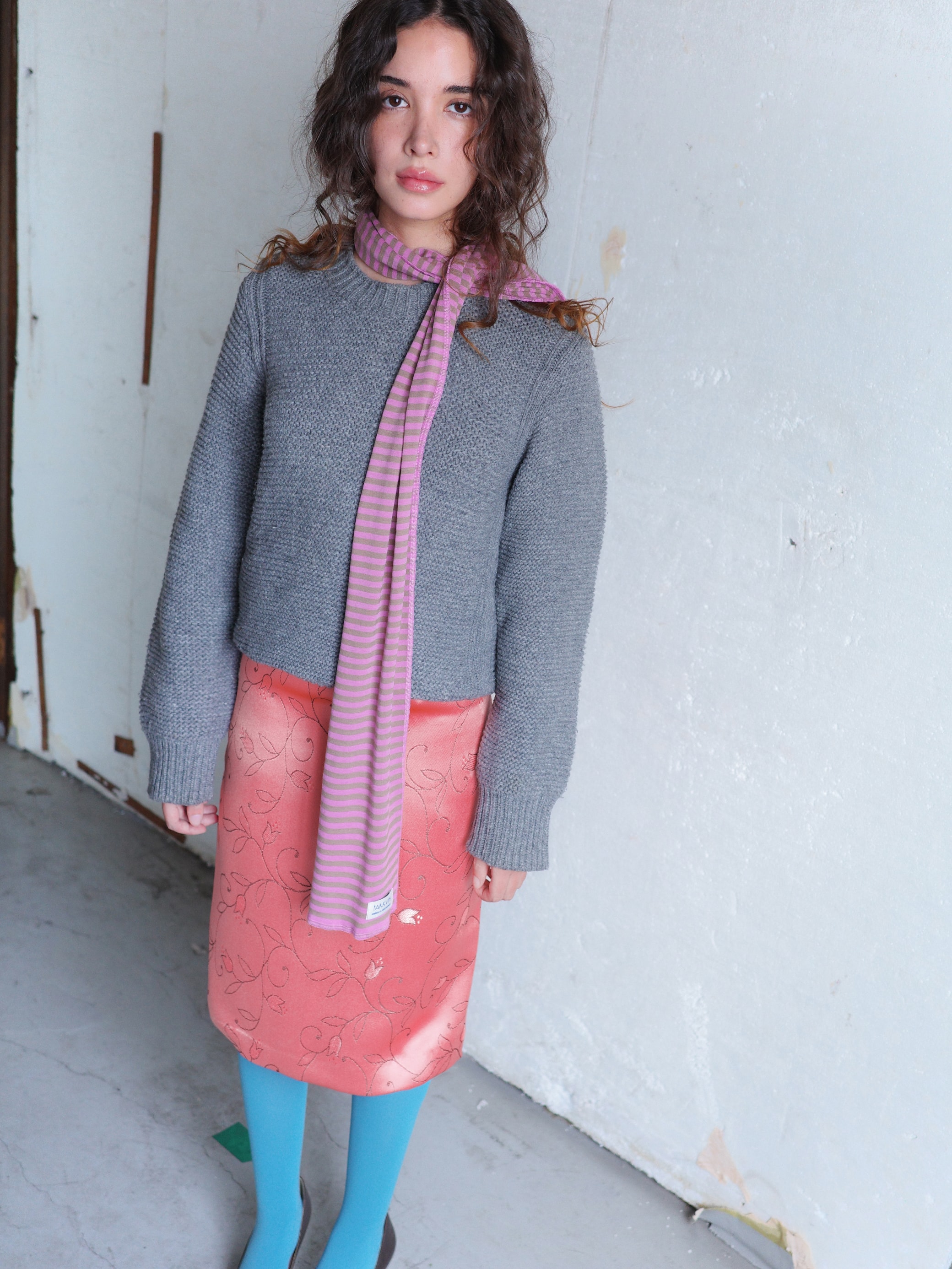 Stripe long scarf - PINK