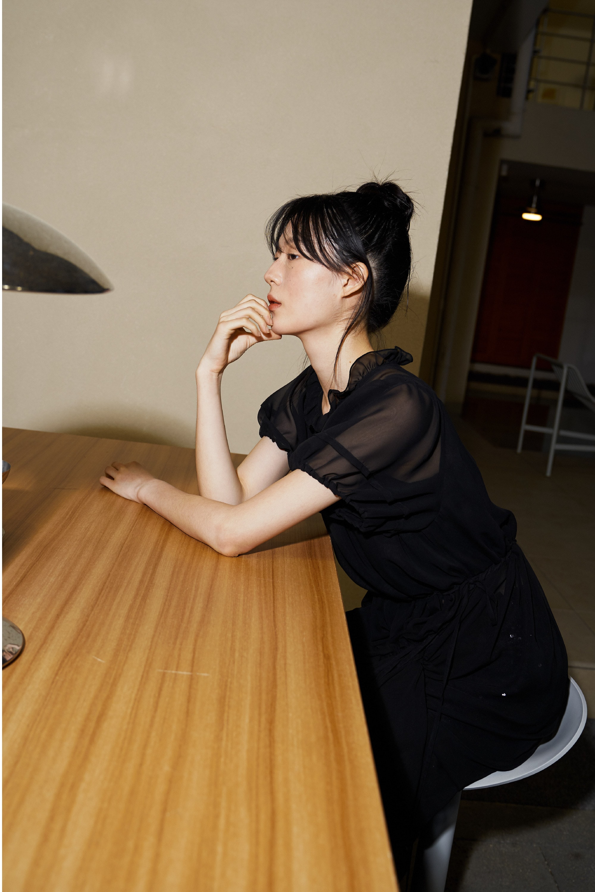 카프리 쉬폰 스트링 롱드레스