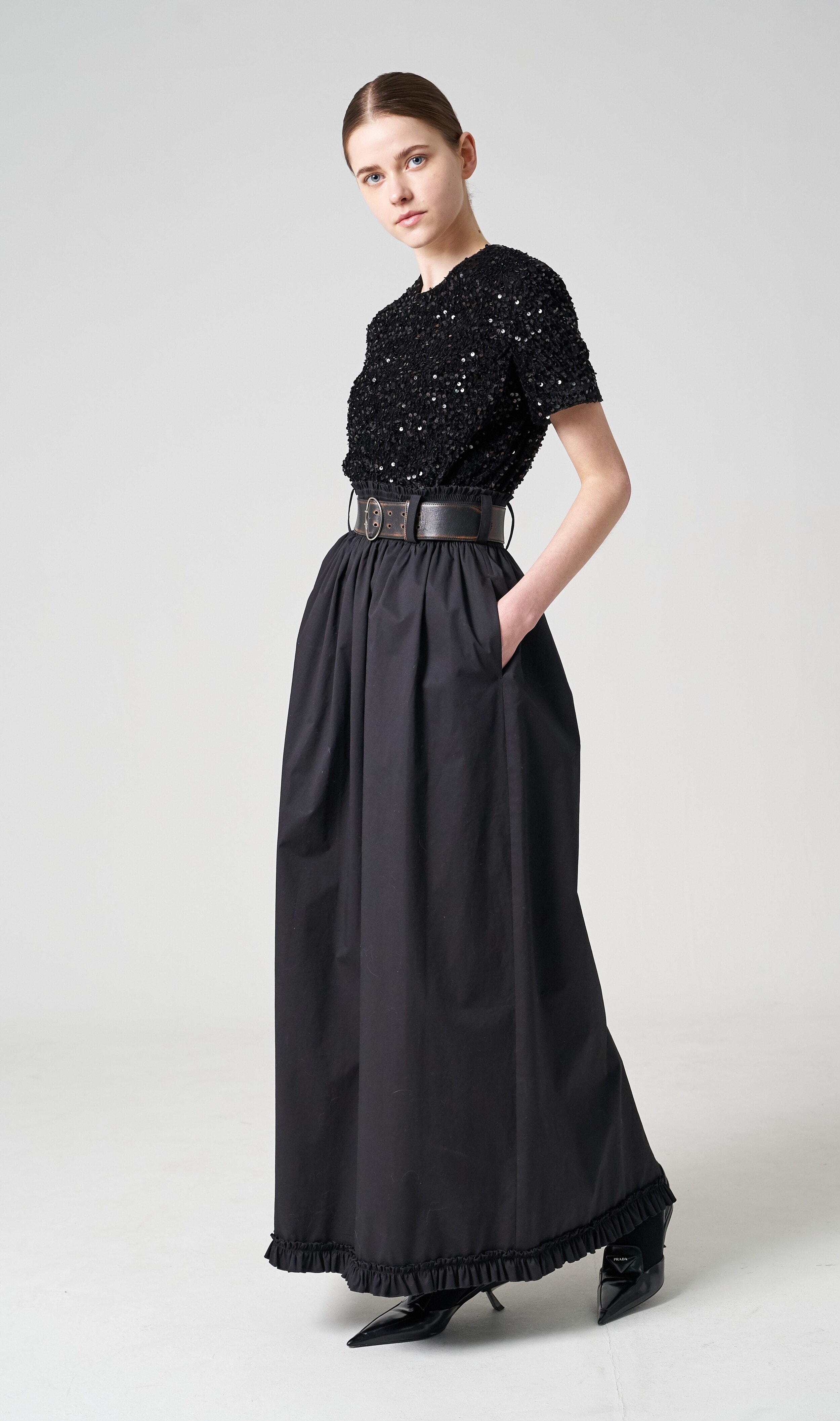 Smoking poplin long skirt