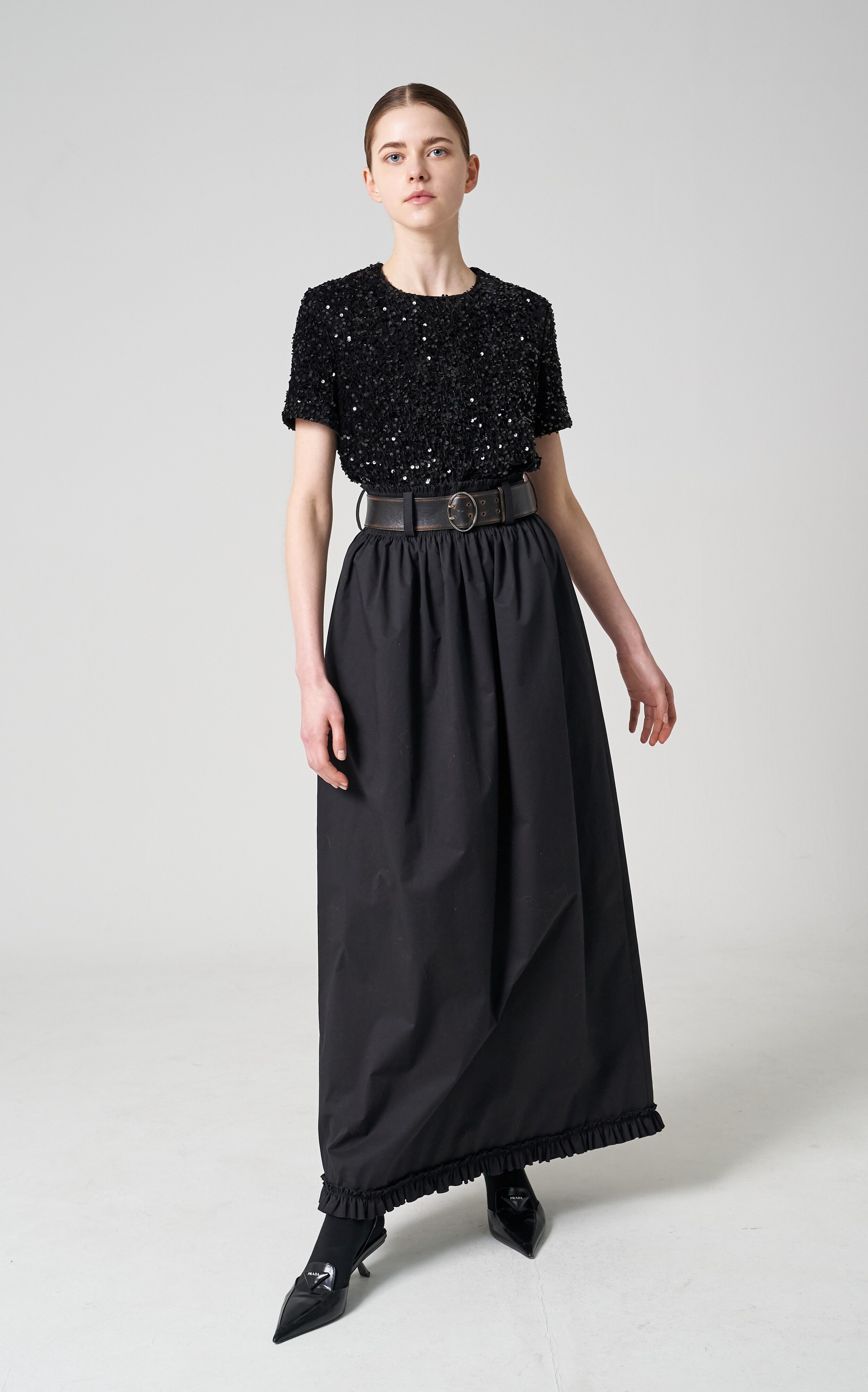 Smoking poplin long skirt
