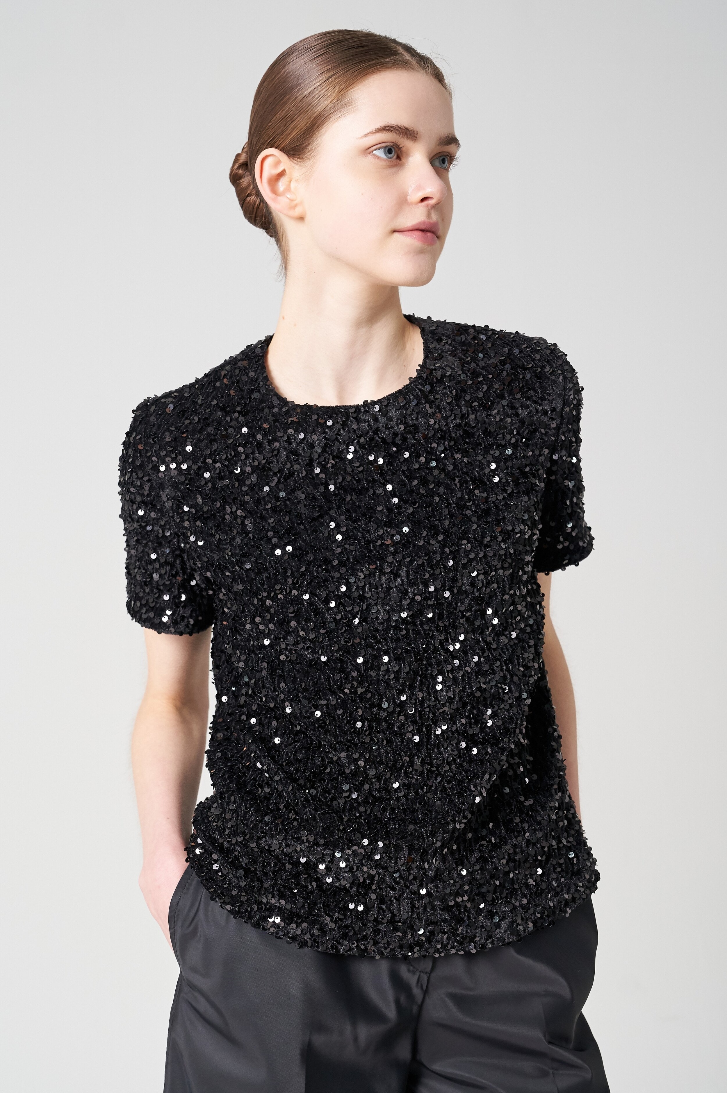 Sequined tulle top