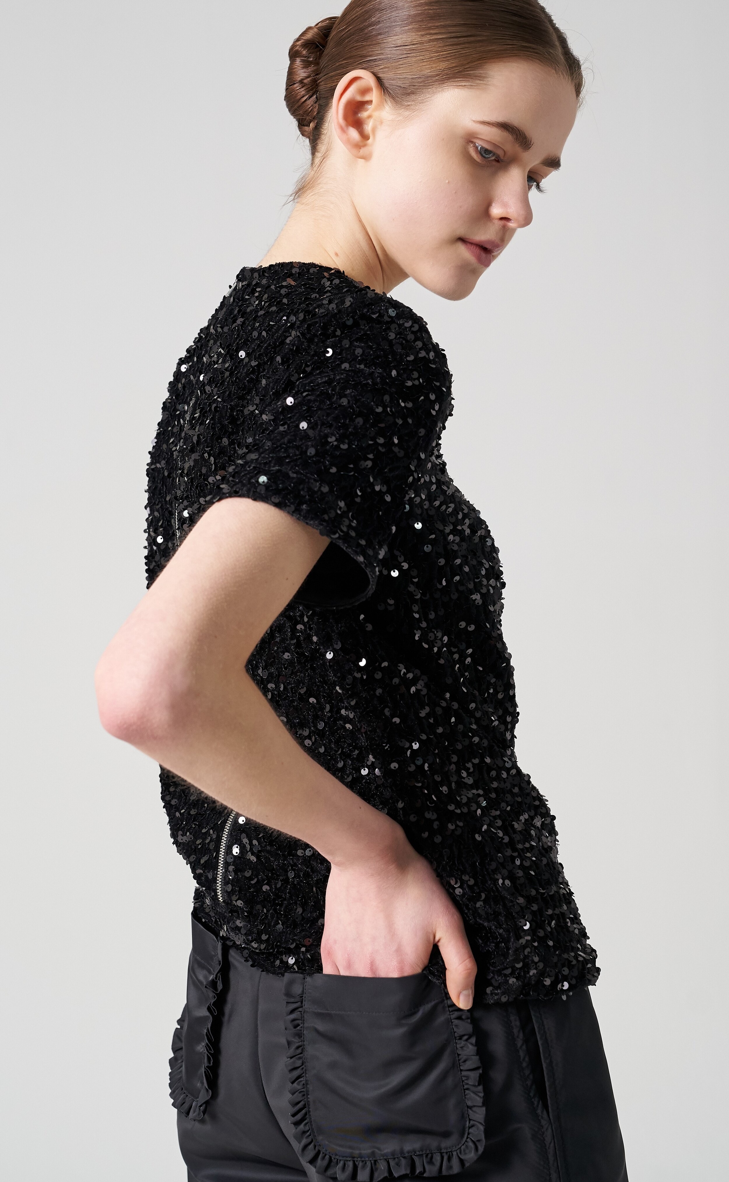 Sequined tulle top