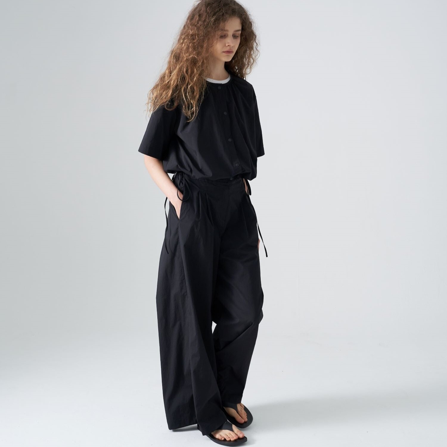 [Resort] Round neck string blouson