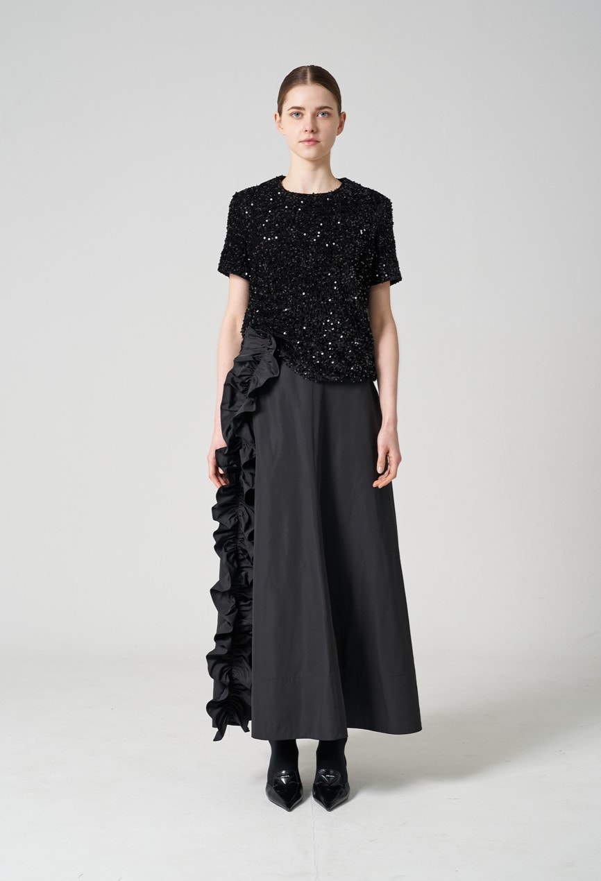 Milano frill long skirt