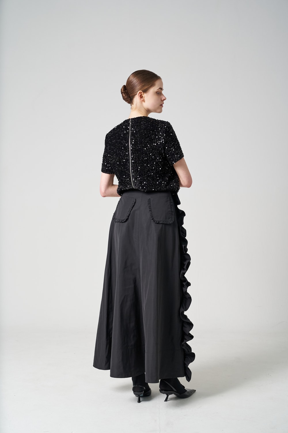 Milano frill long skirt