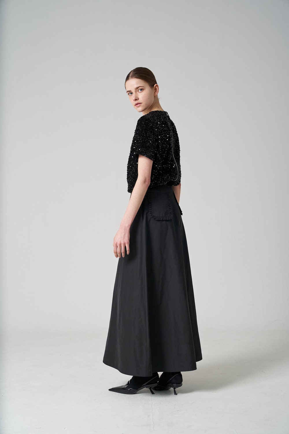 Milano frill long skirt