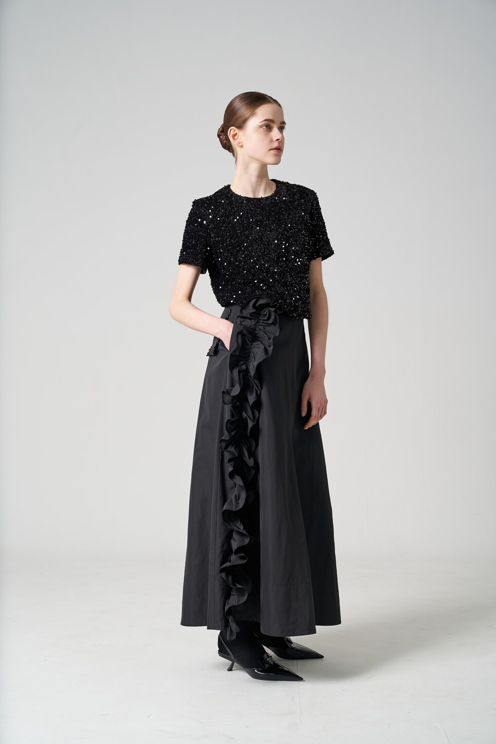 Milano frill long skirt