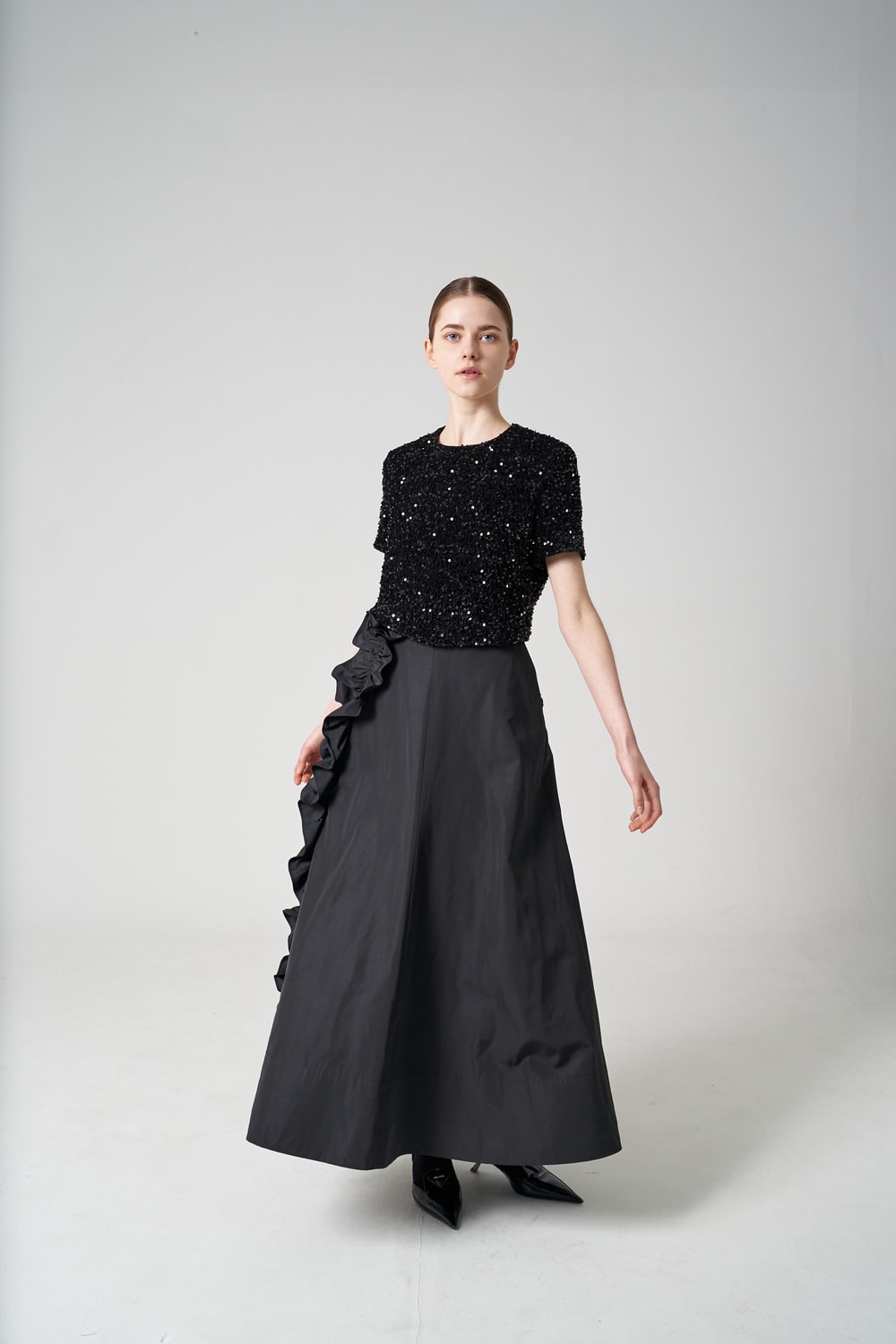 Milano frill long skirt