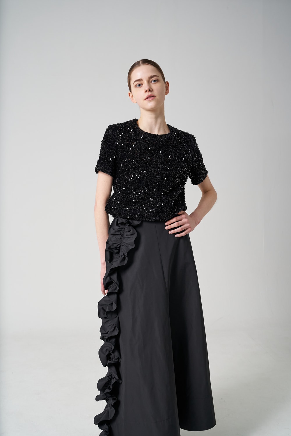 Milano frill long skirt