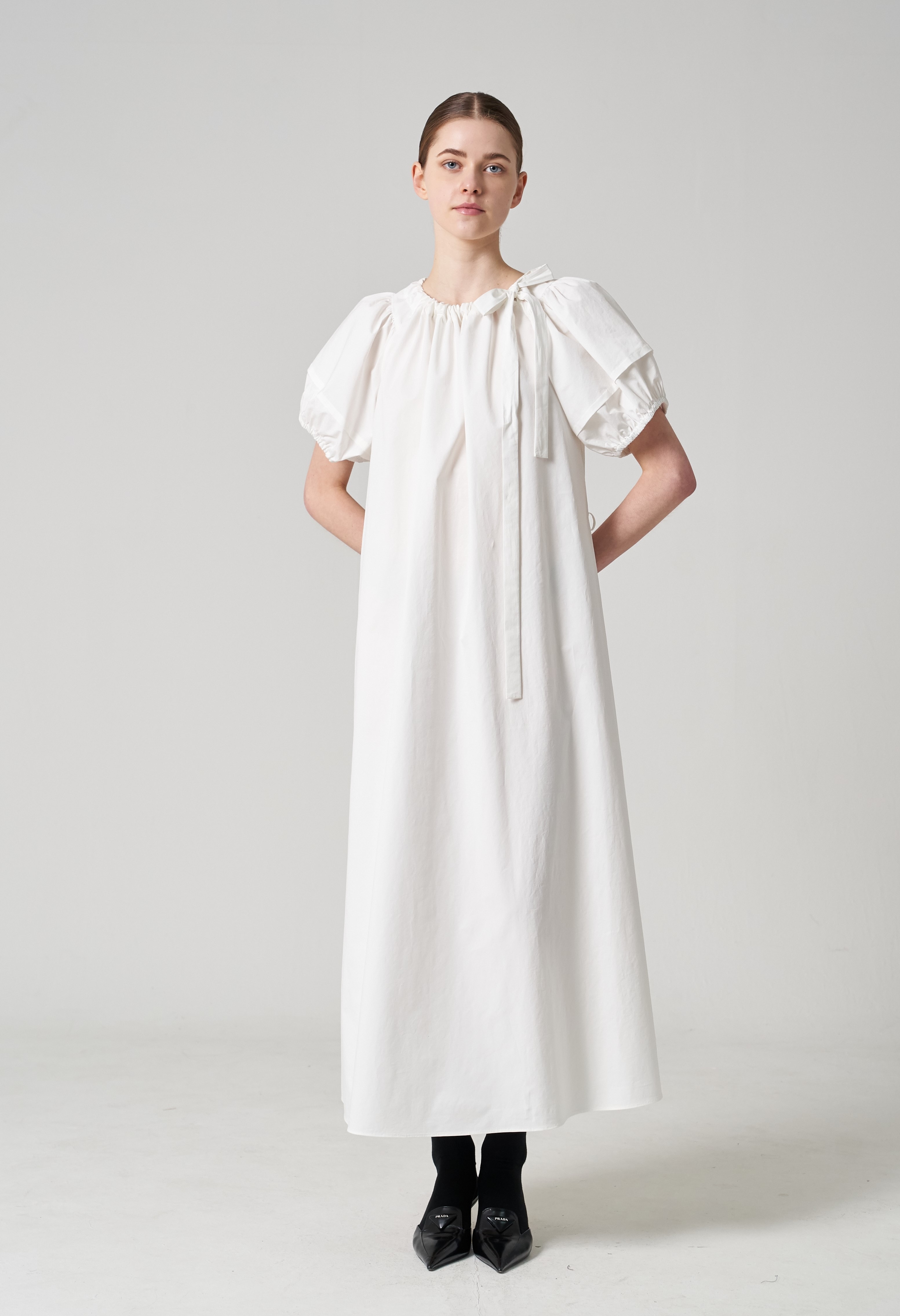 Poplin drape dress