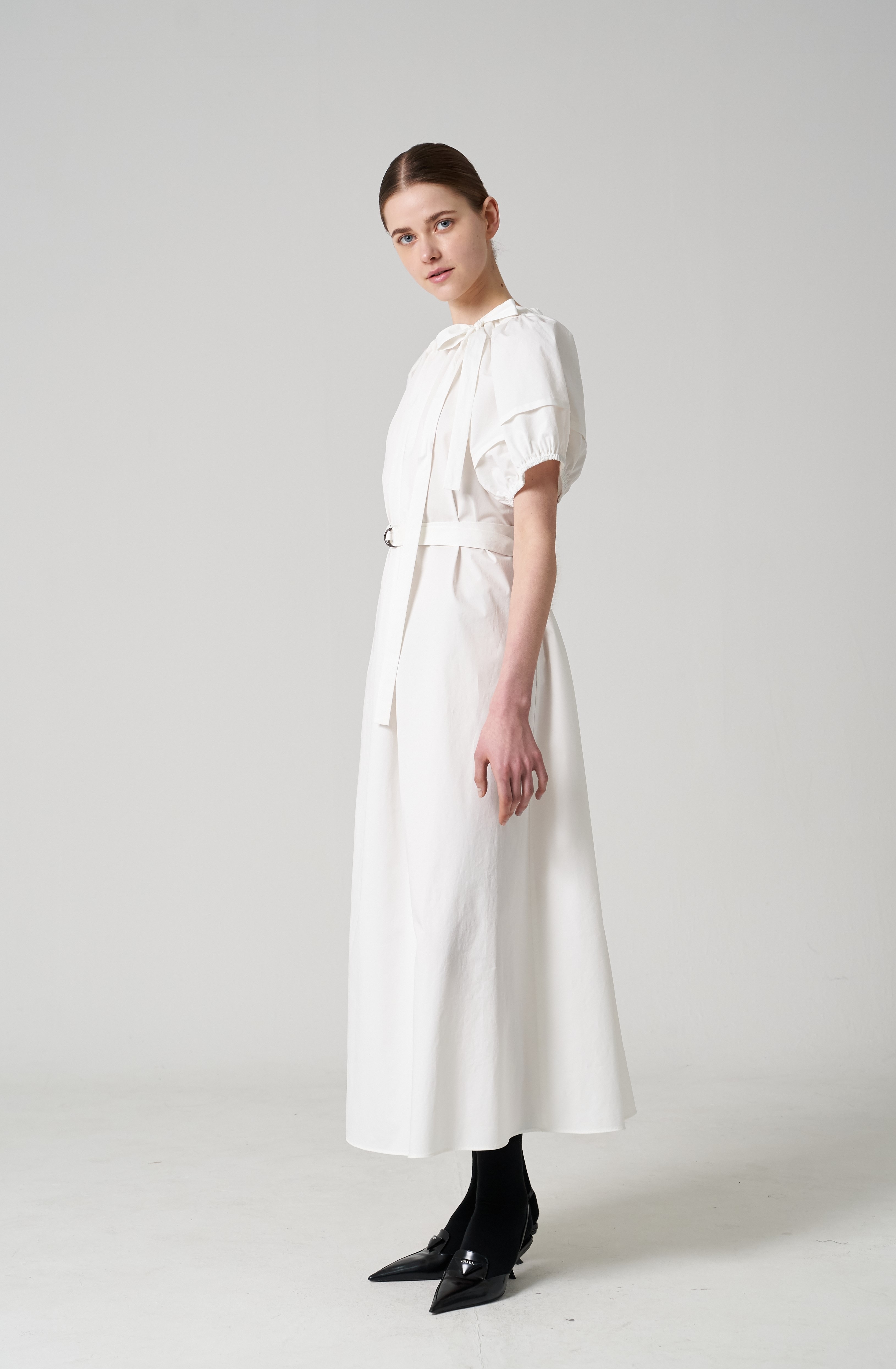 Poplin drape dress